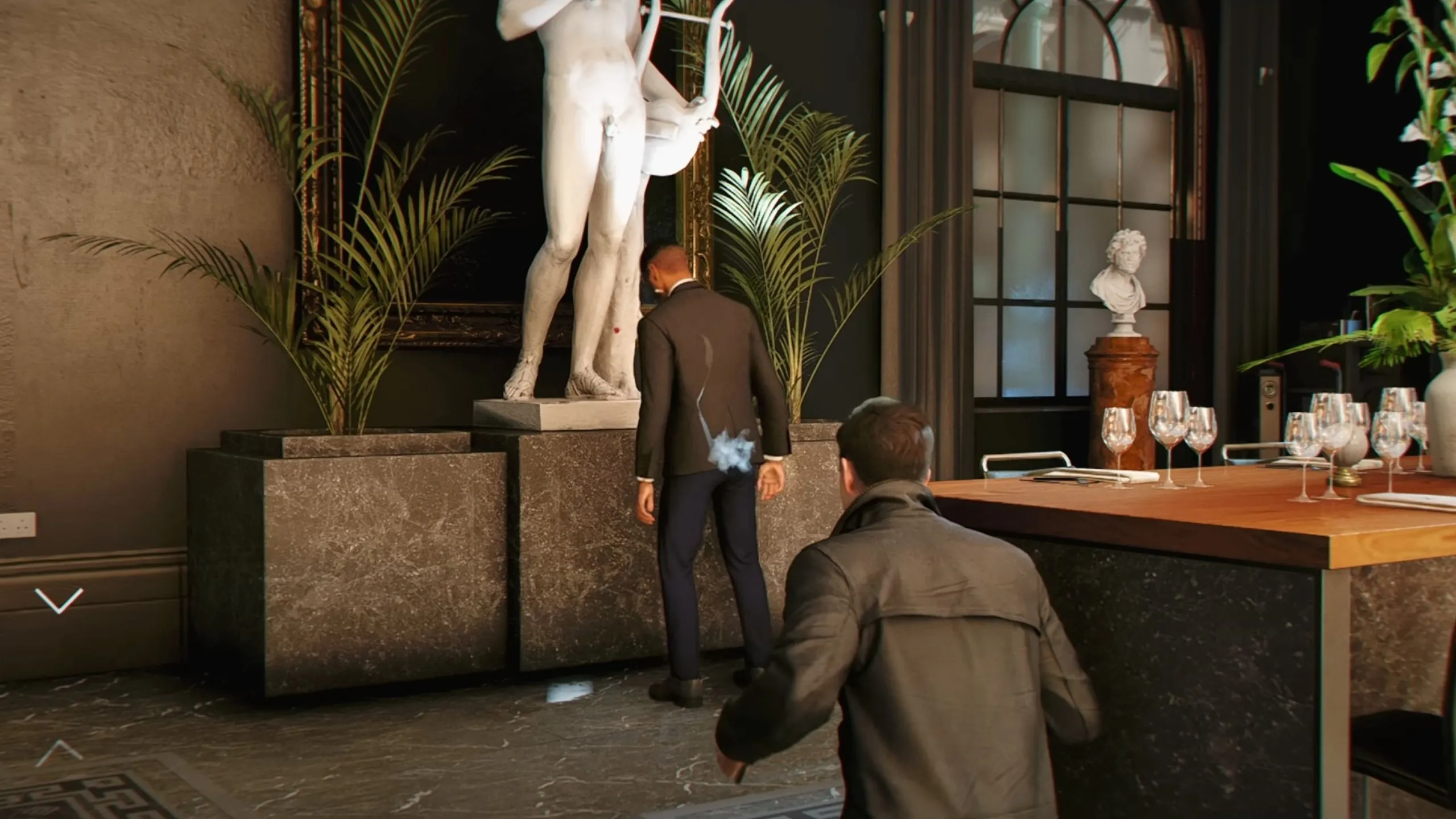 Ảnh chụp màn hình gameplay lén lút từ game 007 First Light, đặt ra kỳ vọng về AI thông minh hơn.