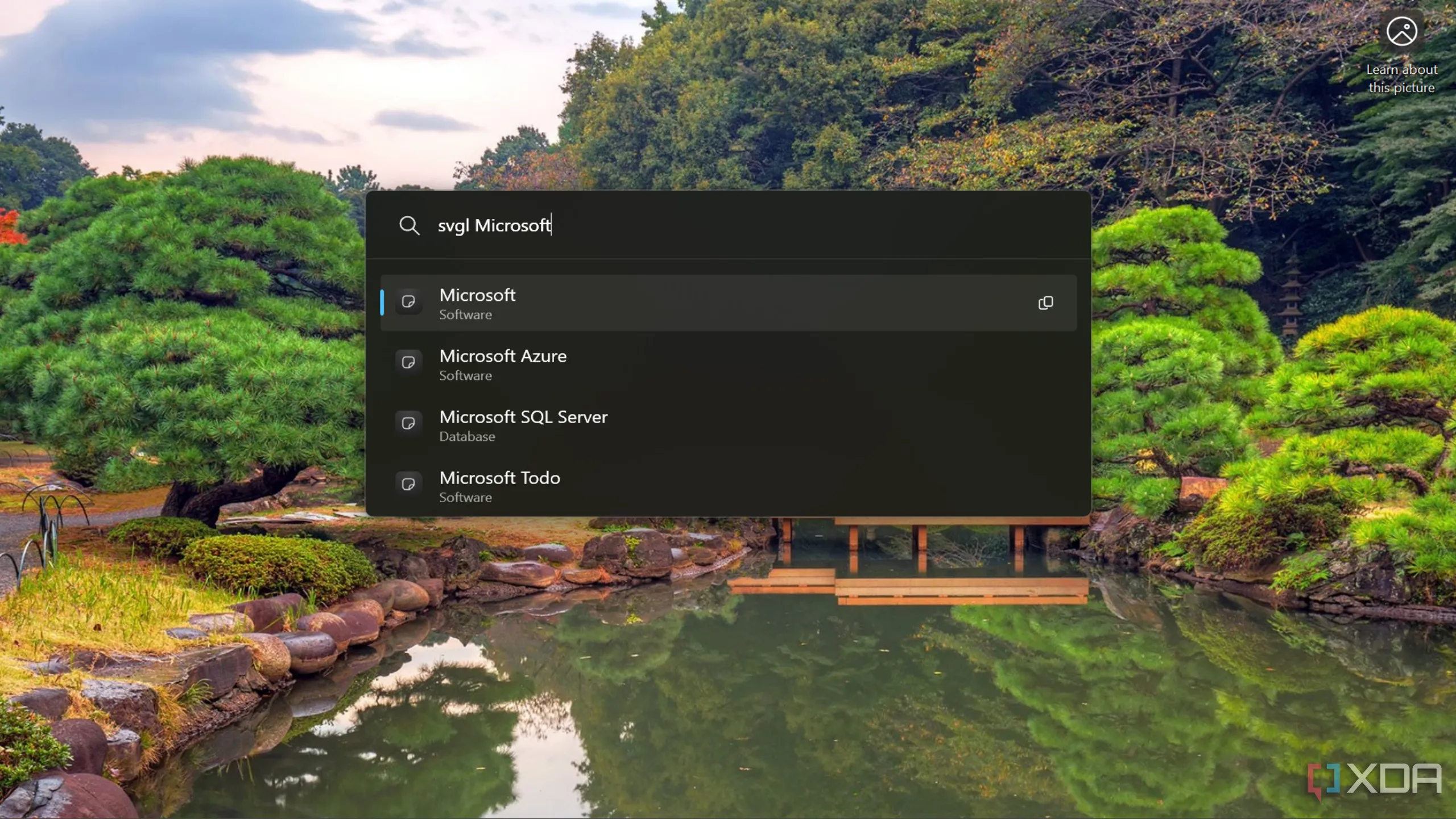 Ảnh chụp màn hình tiện ích PowerToys Run trên Windows hiển thị plugin Svgl của bên thứ ba