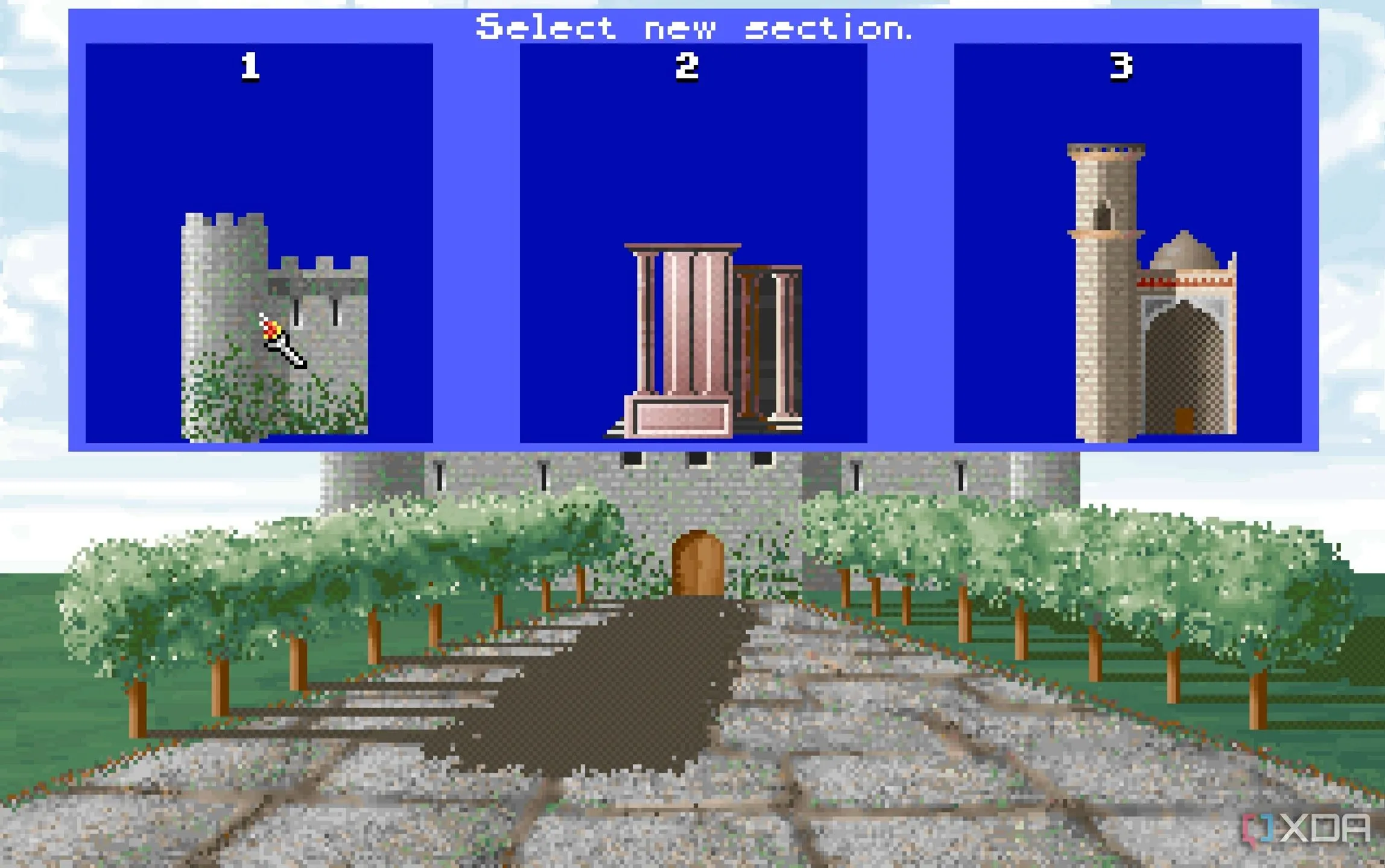 Ảnh chụp màn hình từ game Sid Meier's Civilization 1991, hiển thị giao diện chọn tòa thành