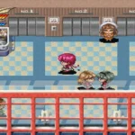 Ảnh chụp màn hình từ trò chơi Magic Knight Rayearth trên Sega Saturn, hiển thị ba nhân vật nữ chính trong một cảnh hành động