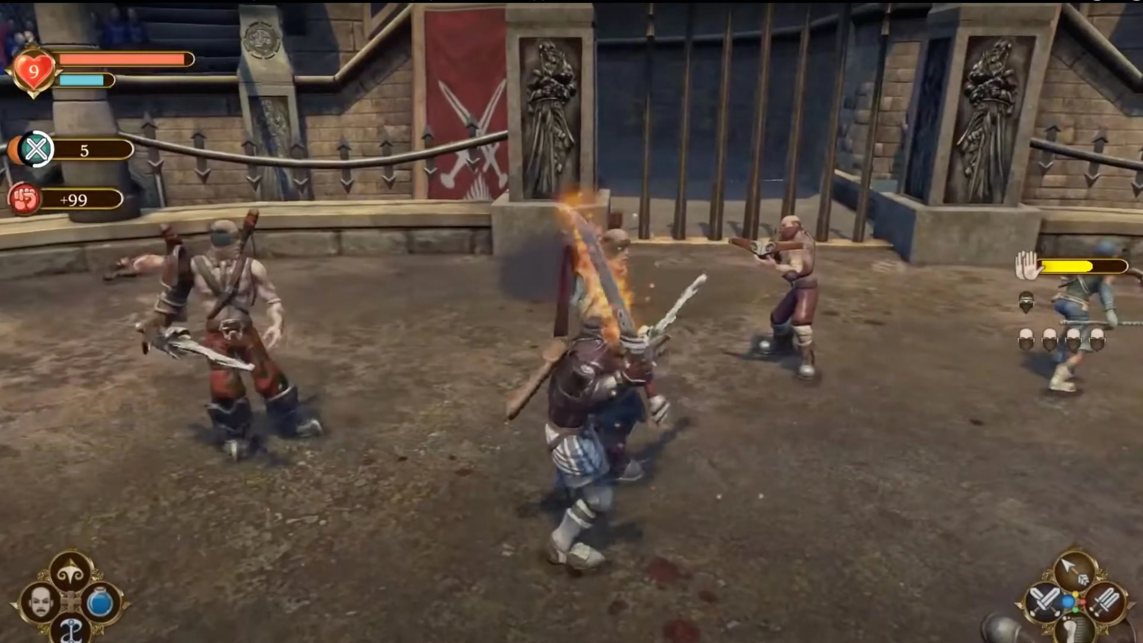 Anh hùng Albion chiến đấu với nhiều kẻ thù trong đấu trường game Fable trên Xbox