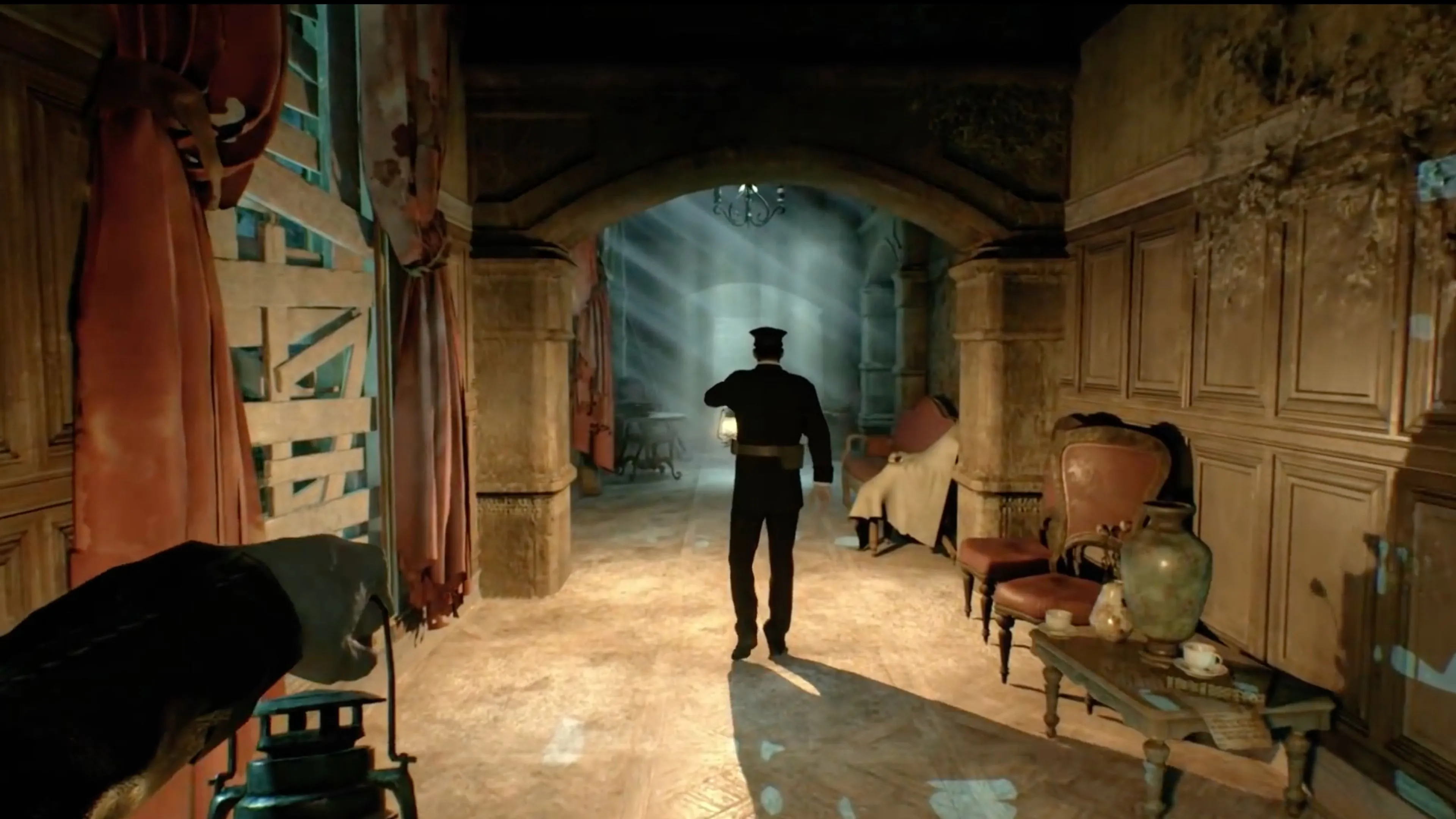 Ảnh trong game Call of Cthulhu với một sinh vật bí ẩn hoặc cảnh tượng kinh hoàng, tăng cường trải nghiệm người chơi