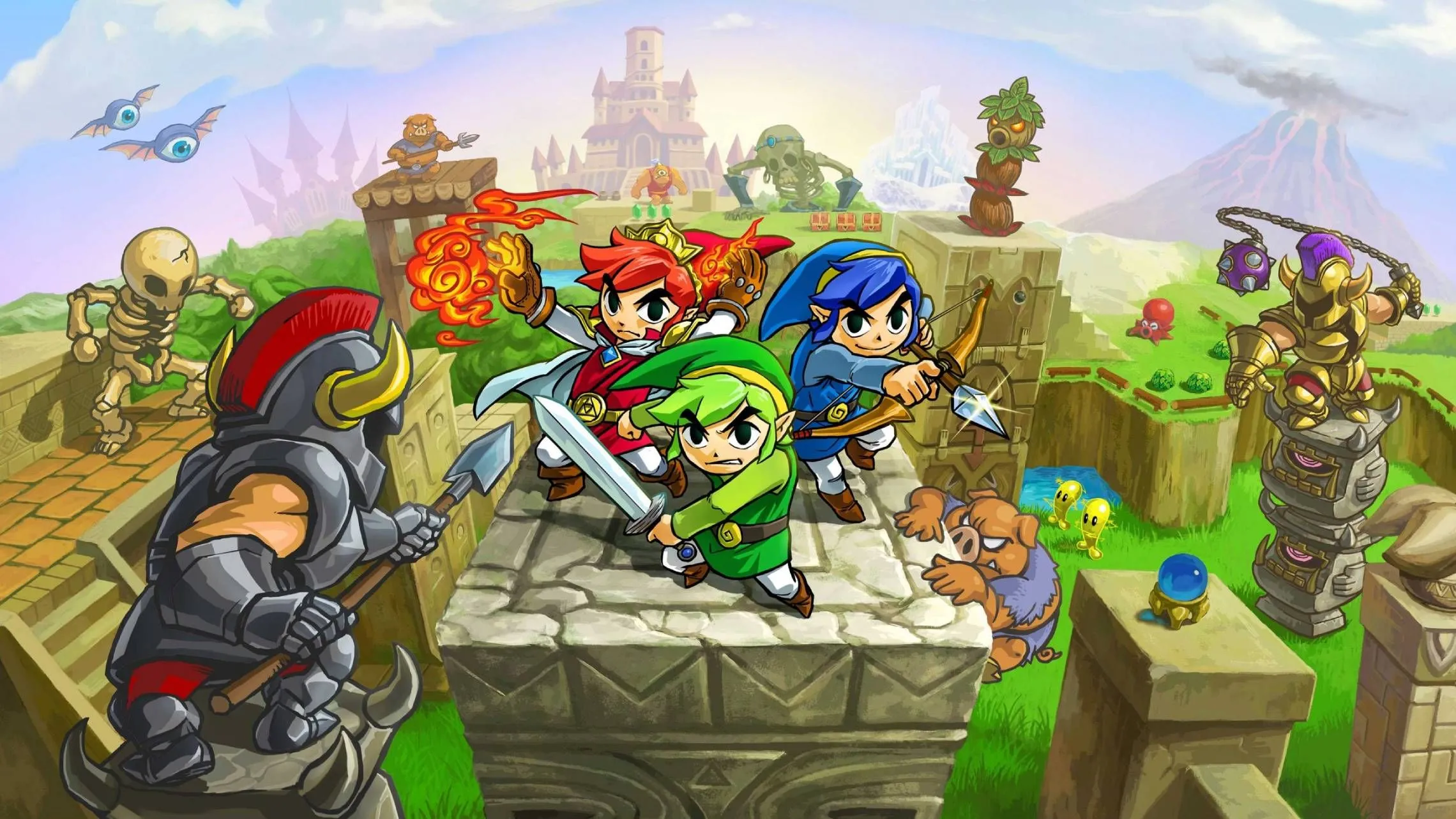 Ba phiên bản Link phối hợp chiến đấu trong The Legend of Zelda Tri Force Heroes