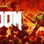 Bìa game Doom 2016 phiên bản Nintendo Switch, thể hiện phong cách hành động máu lửa