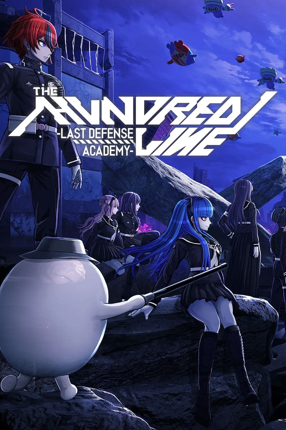 Bìa game The Hundred Line: Last Defense Academy với hình ảnh các nhân vật chính và logo game