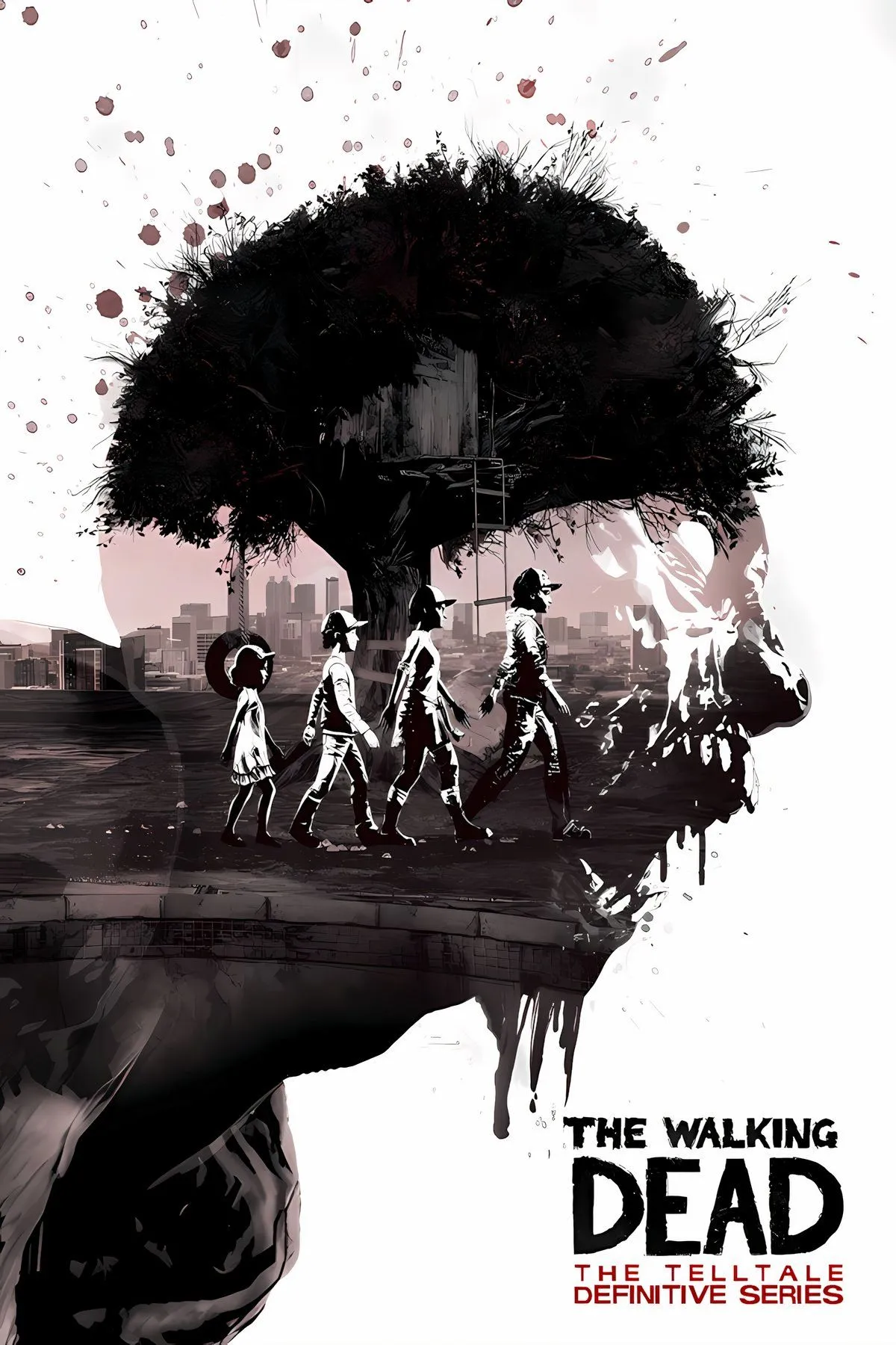 Bìa game The Walking Dead: The Telltale Definitive Series với Clementine và các nhân vật chính