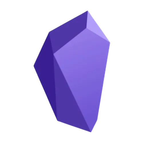 Biểu tượng logo ứng dụng ghi chú Obsidian trên nền tối
