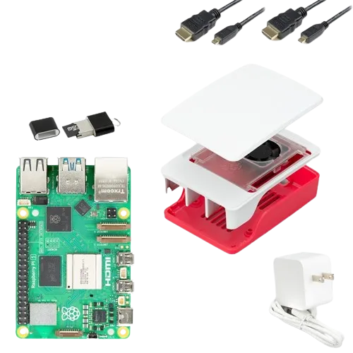 Bộ khởi động CanaKit Raspberry Pi 5 bao gồm bo mạch và phụ kiện