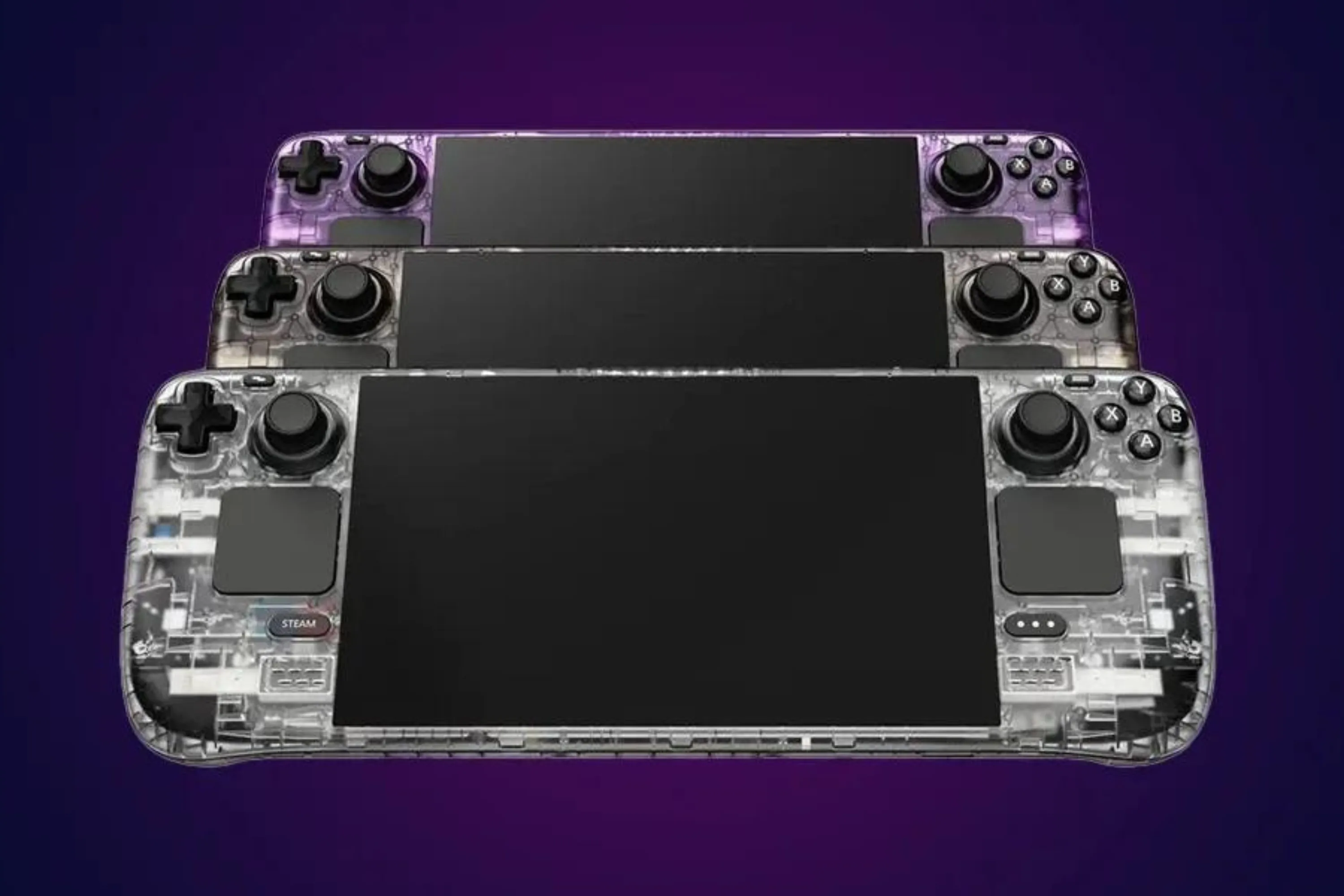 Các mẫu vỏ trong suốt JSAUX dành cho Steam Deck với màu trong suốt, khói và tím