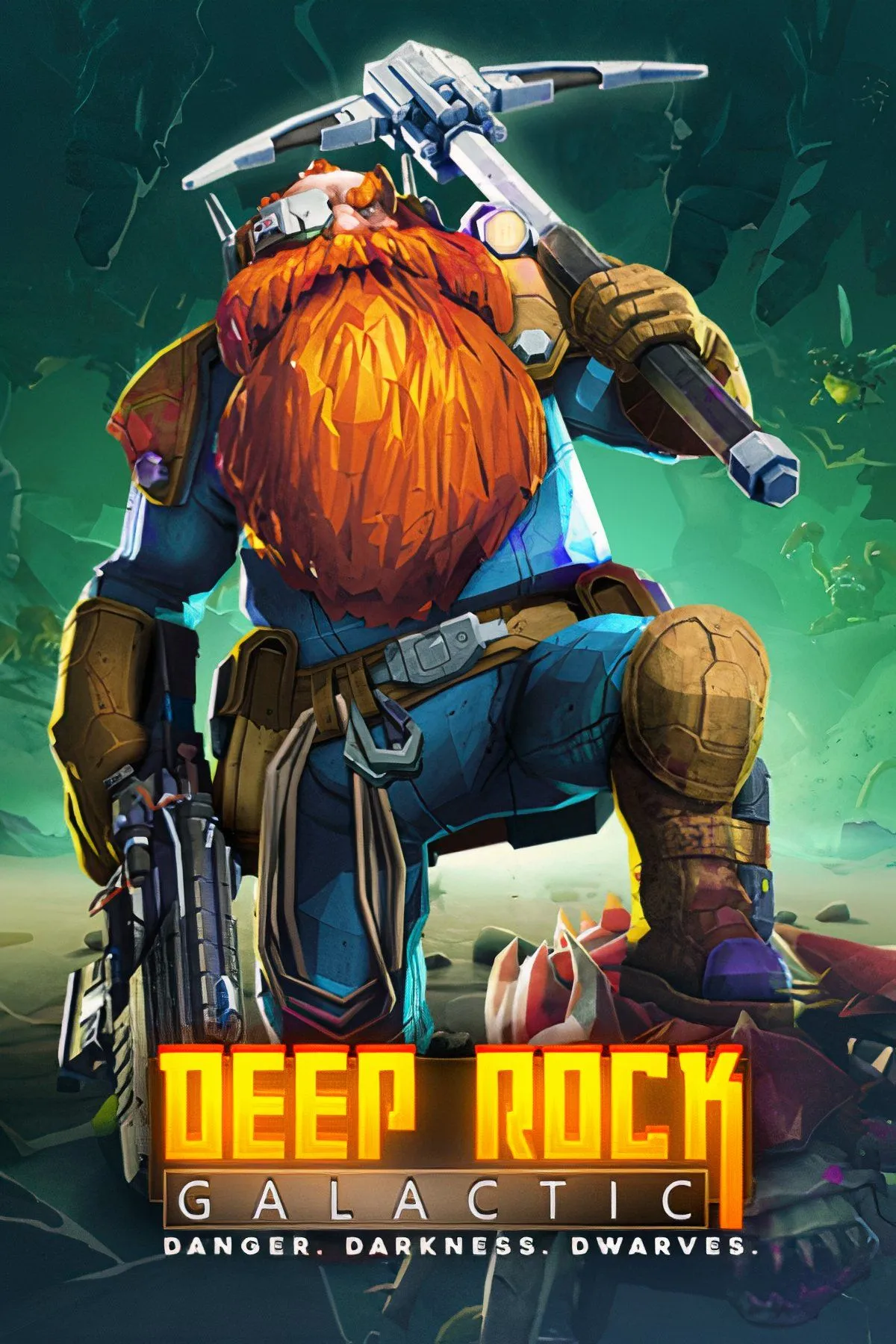 Các thợ mỏ không gian trong Deep Rock Galactic đang chiến đấu với quái vật ngoài hành tinh trong hang động