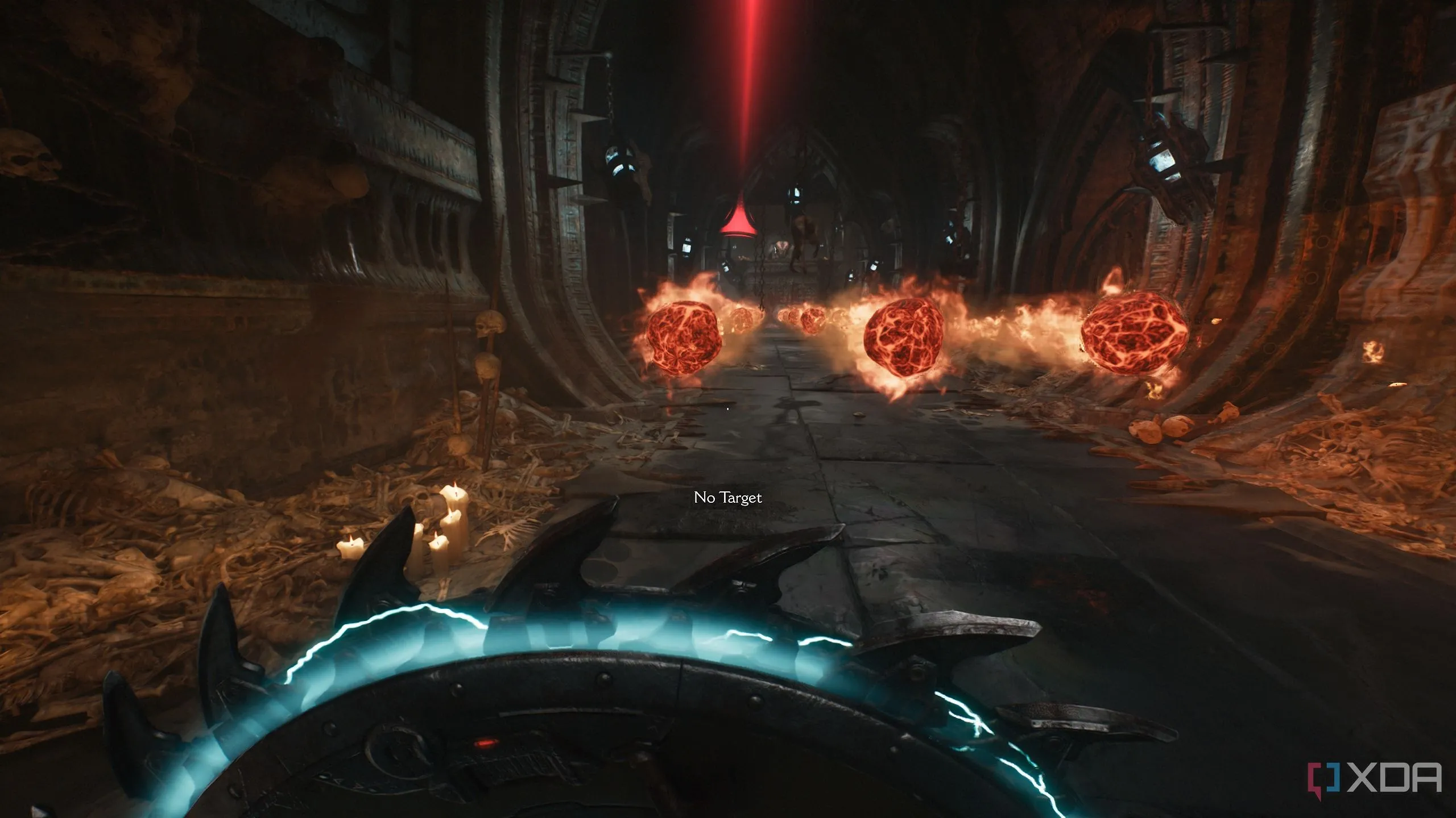 Các vật thể lửa bay tới trong Chương 19 Doom: The Dark Ages