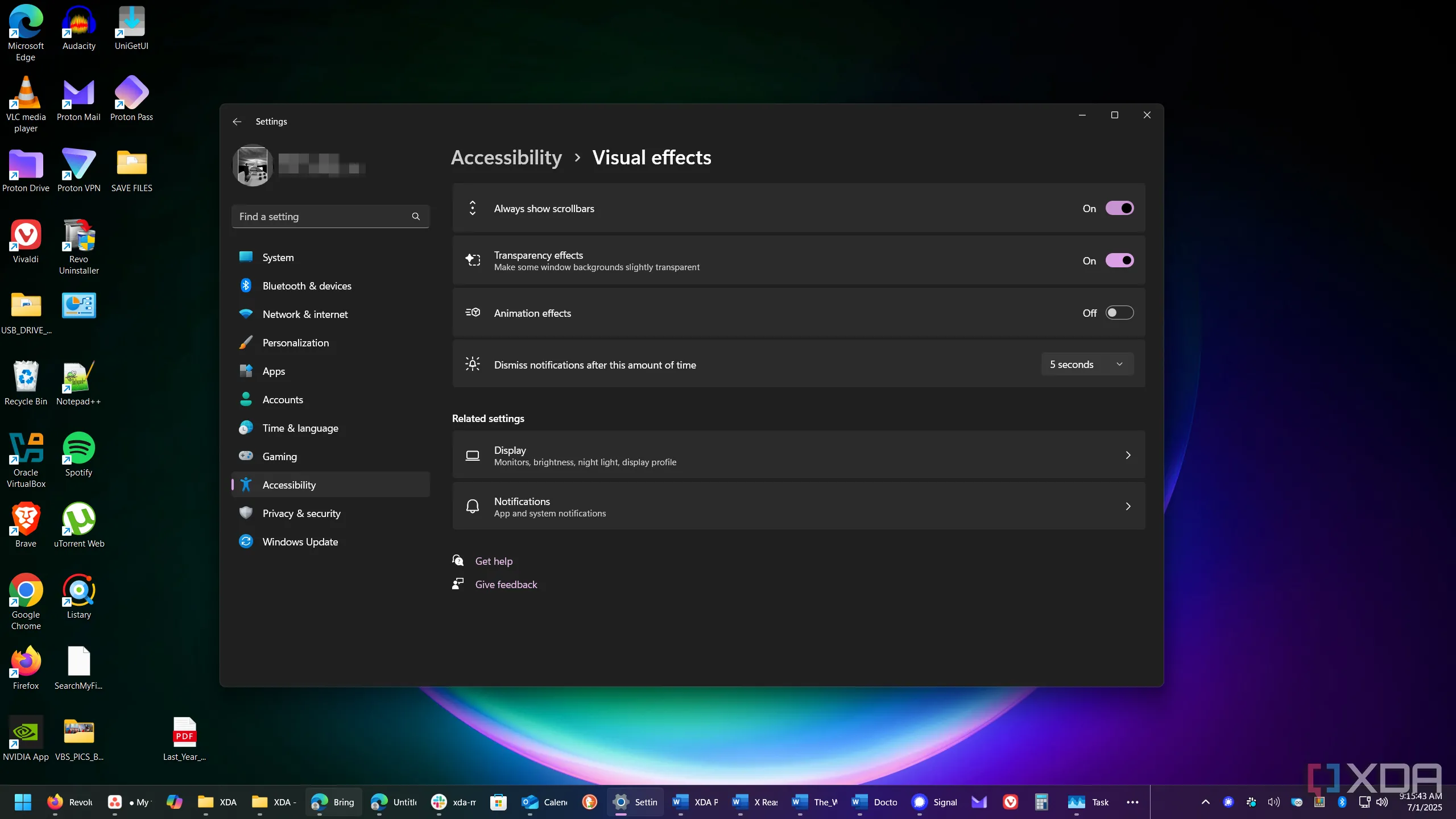 Cài đặt &quot;Always show scrollbars&quot; trong Windows 11, giúp hiển thị thanh cuộn liên tục để có trải nghiệm giống Windows 10.