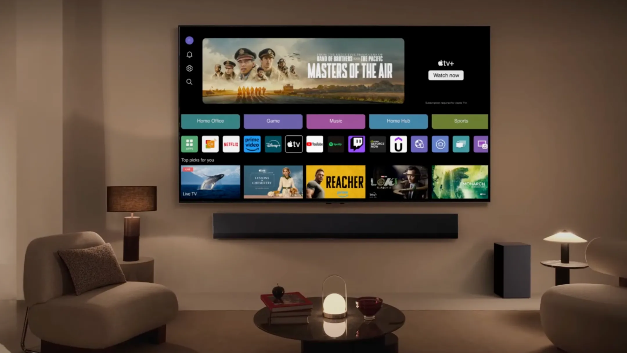 Cận cảnh màn hình TV LG UT70 Series 4K LED hiển thị màu sắc rực rỡ và độ tương phản cao
