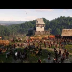 Cảnh chiến đấu thời trung cổ trong Kingdom Come Deliverance 2 với binh lính và ngựa
