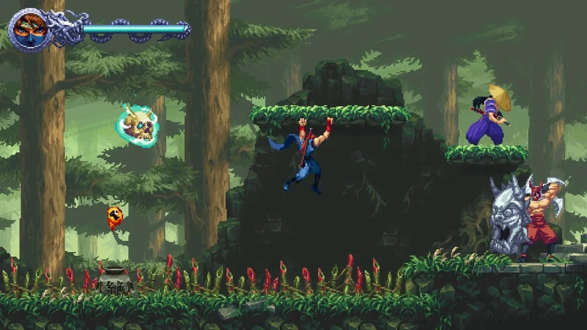 Cảnh chơi game của Ninja Gaiden: Ragebound, một tựa game hành động 2D platformer nổi bật trong tháng 8/2025.