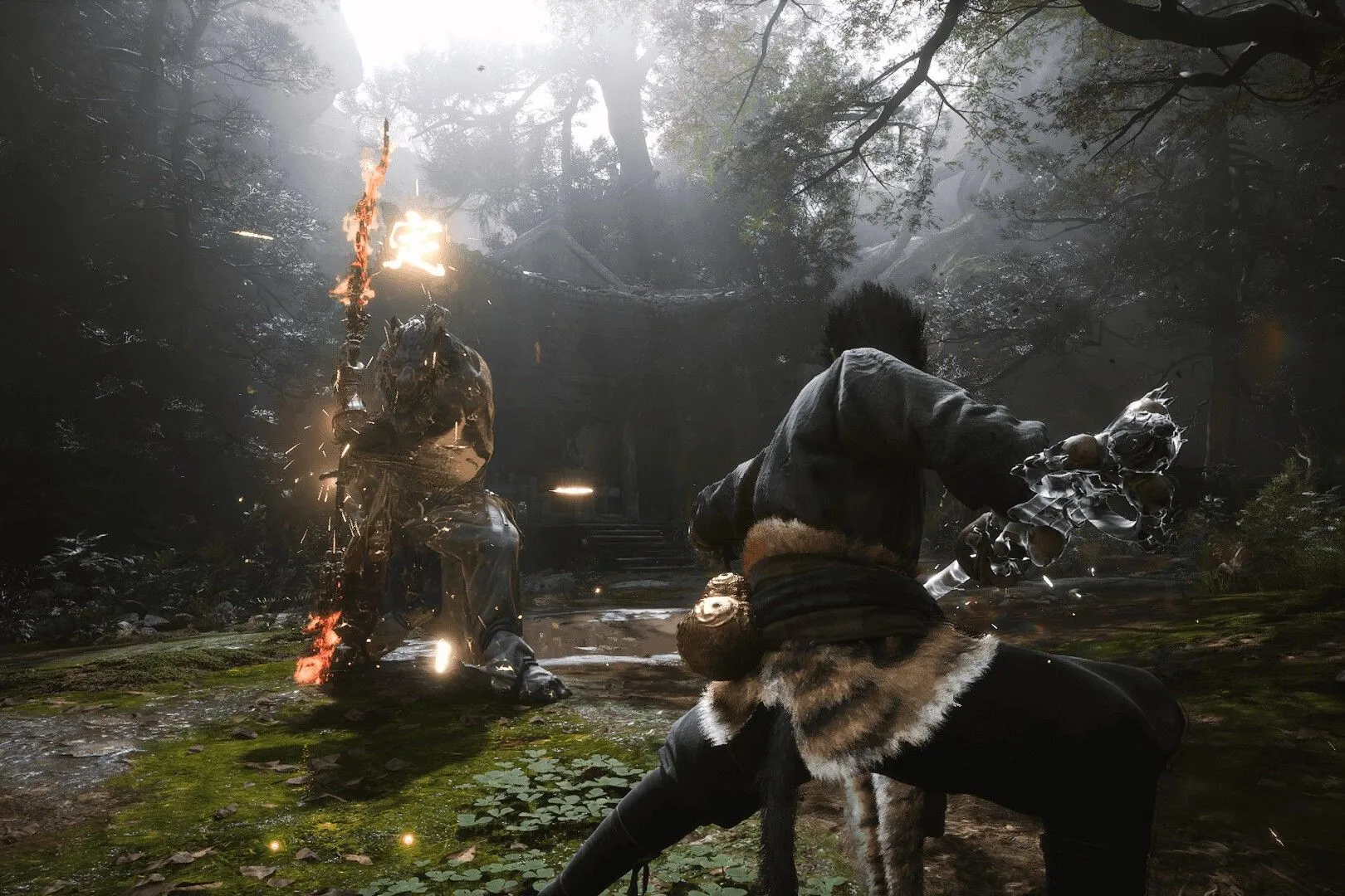 Cảnh game Black Myth: Wukong nổi bật với đồ họa đẹp mắt và nhân vật chính Ngộ Không