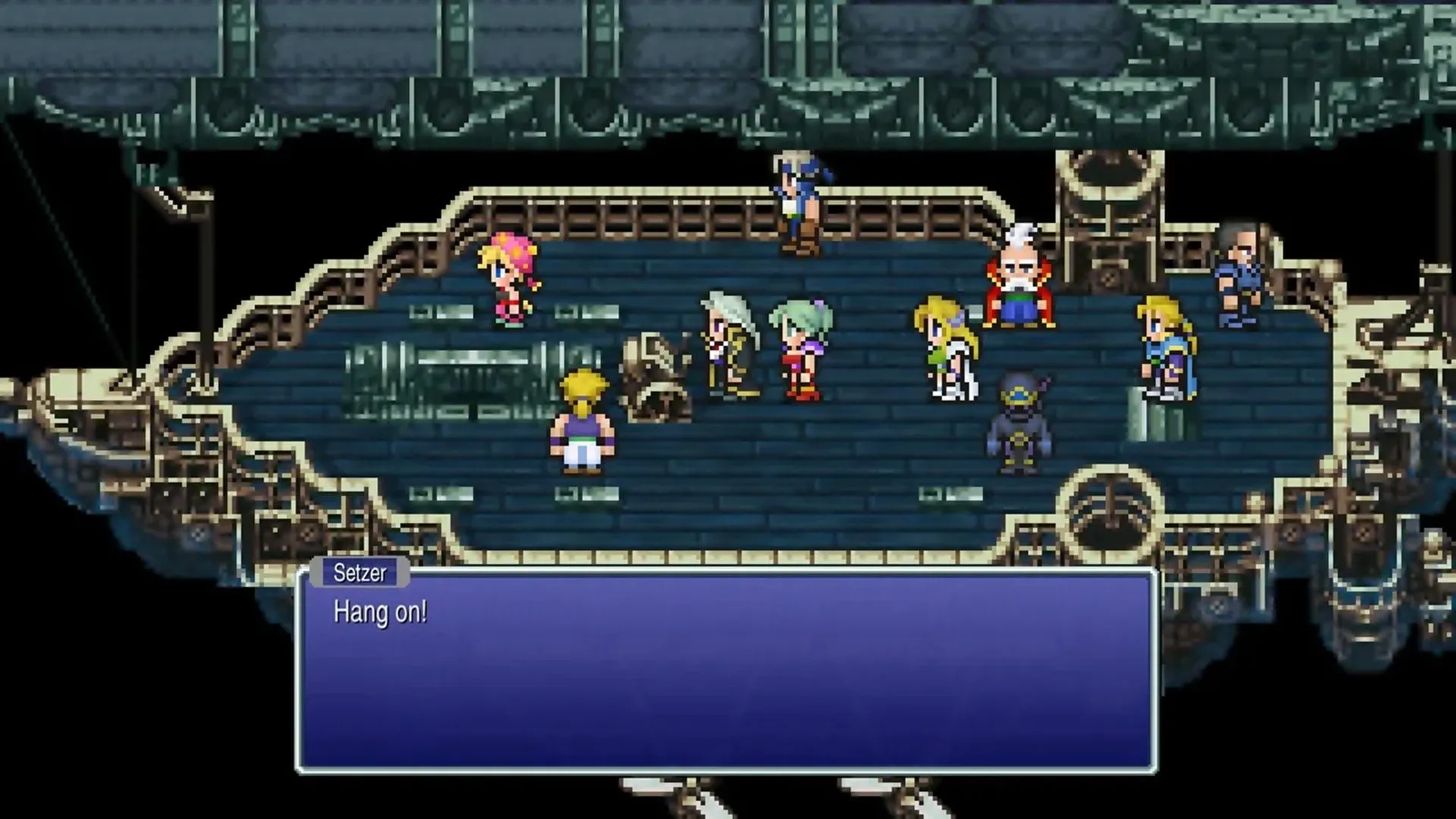 Cảnh gameplay từ Final Fantasy VI Pixel Remaster, thể hiện đồ họa pixel cổ điển và hệ thống chiến đấu nhập vai kinh điển