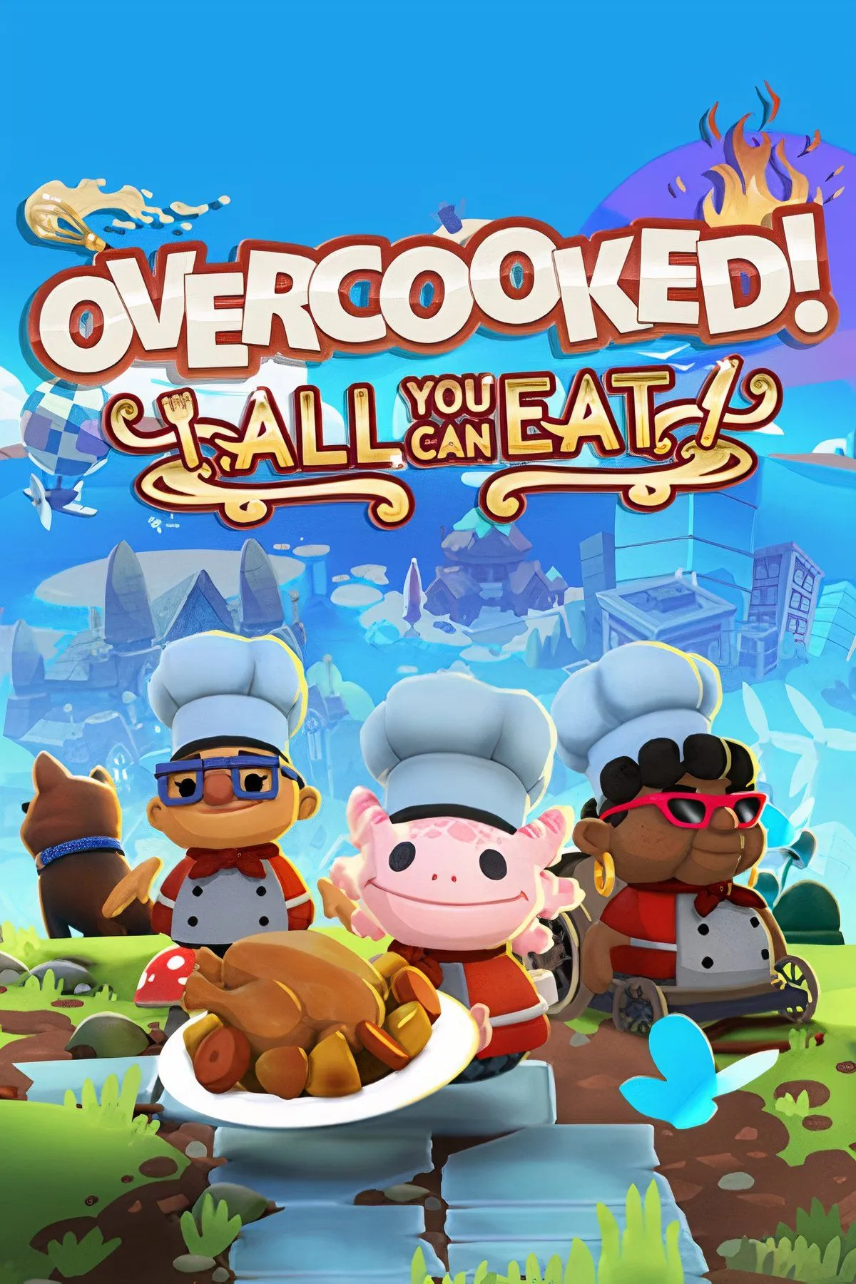 Cặp đôi đang vui vẻ nấu ăn trong tựa game Overcooked All You Can Eat