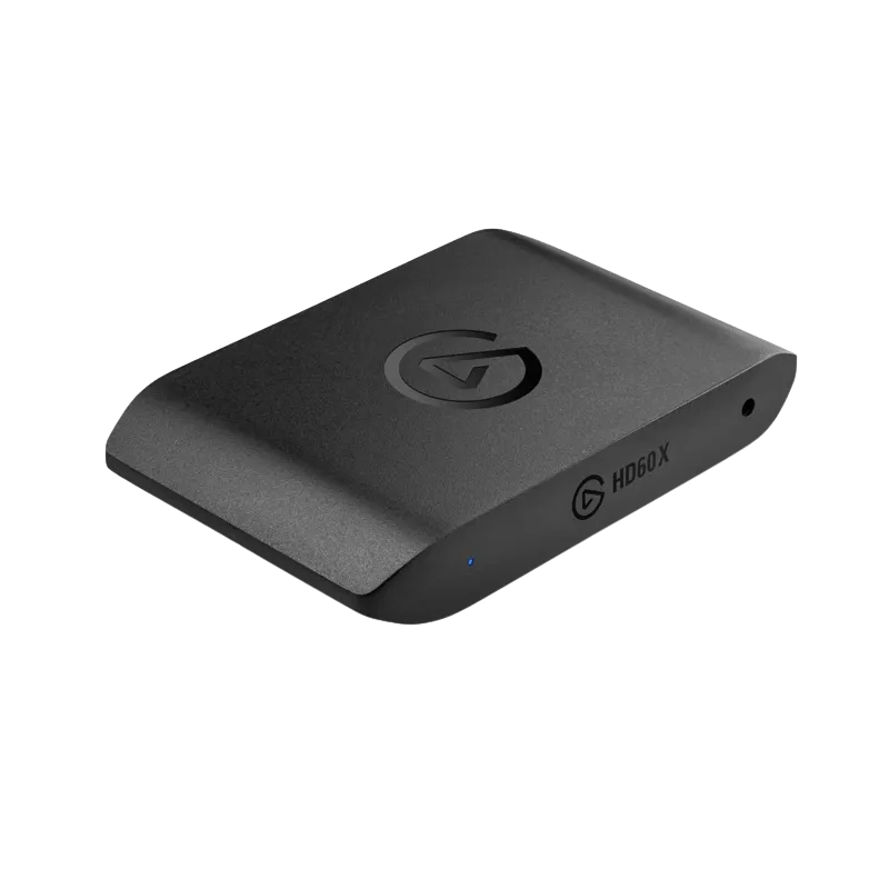 Card ghi hình Elgato HD60 X trên nền trong suốt, một thiết bị hỗ trợ streamer và game thủ chuyên nghiệp.