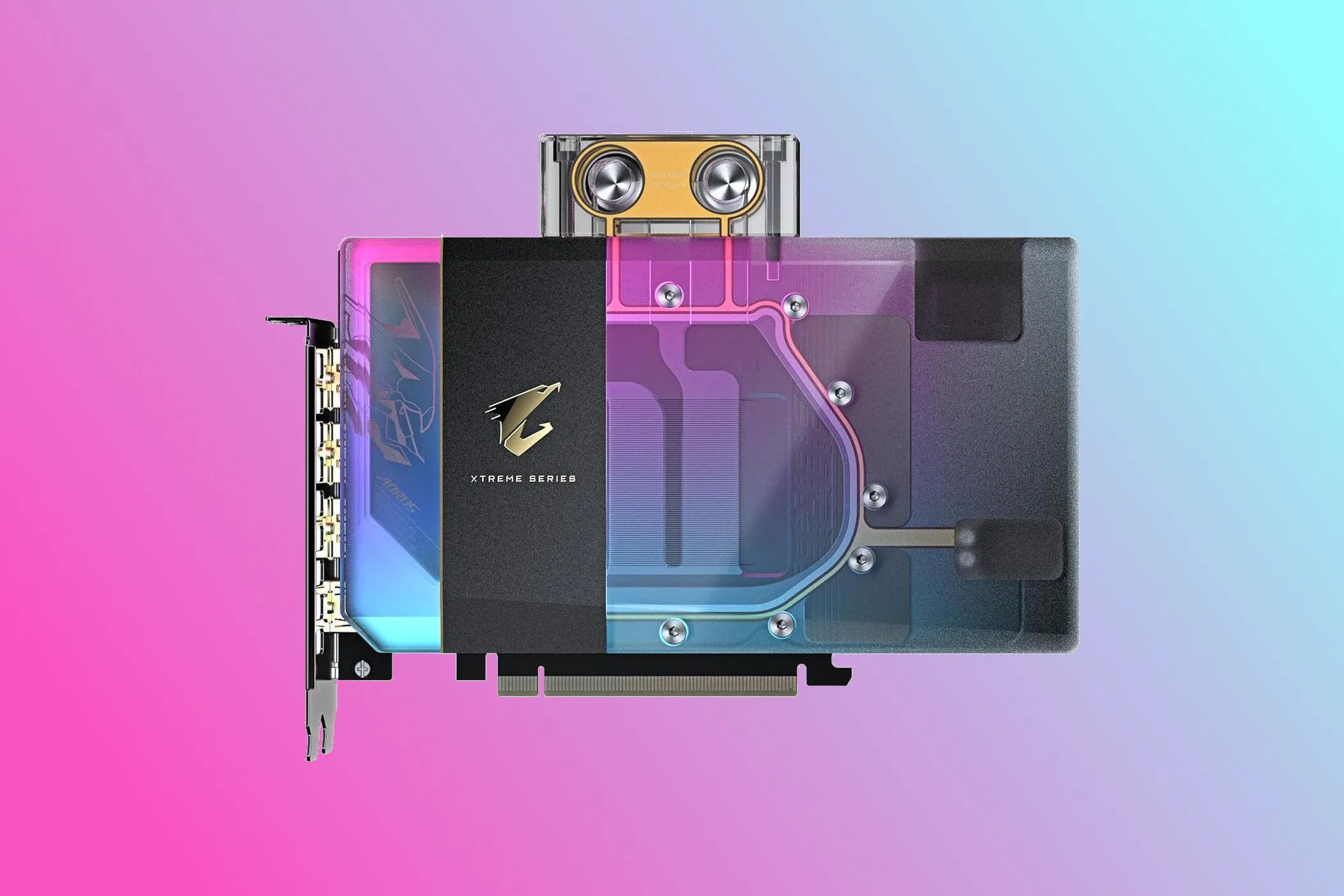 Card Gigabyte AORUS GeForce RTX 5080 XTREME WATERFORCE WB được trang bị khối tản nhiệt nước tích hợp.