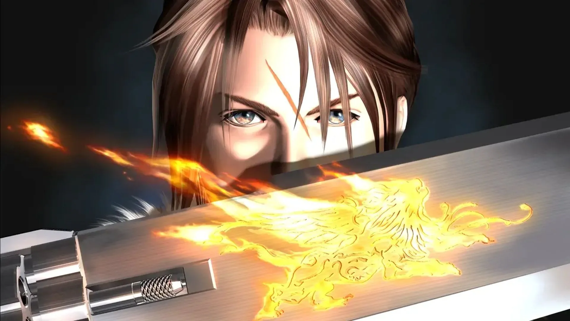 Chân dung nhân vật Squall Leonhart trong Final Fantasy VIII, biểu tượng của sự lạnh lùng và vũ khí gunblade đặc trưng