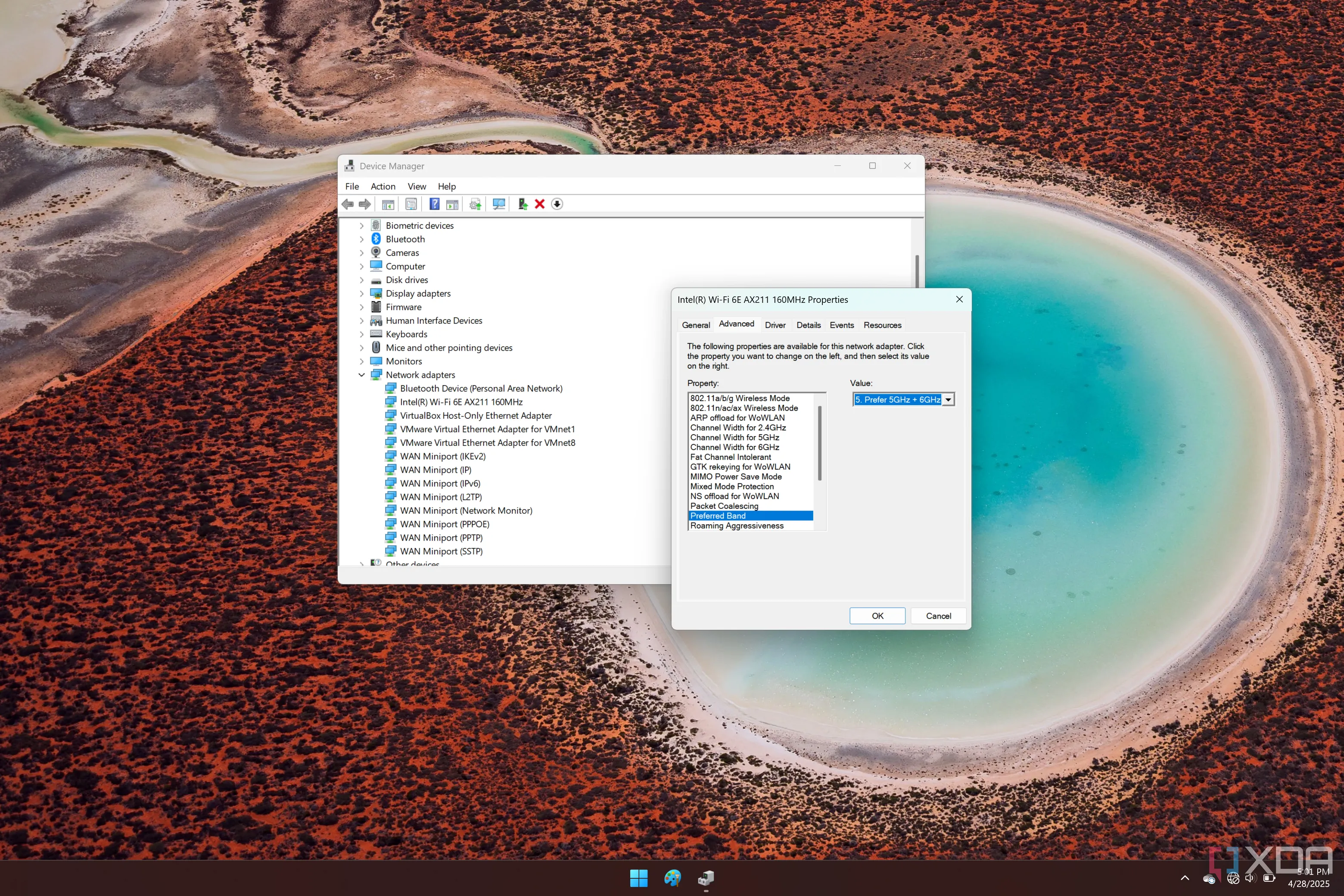 Cửa sổ thuộc tính bộ điều hợp Wi-Fi trên Windows 11