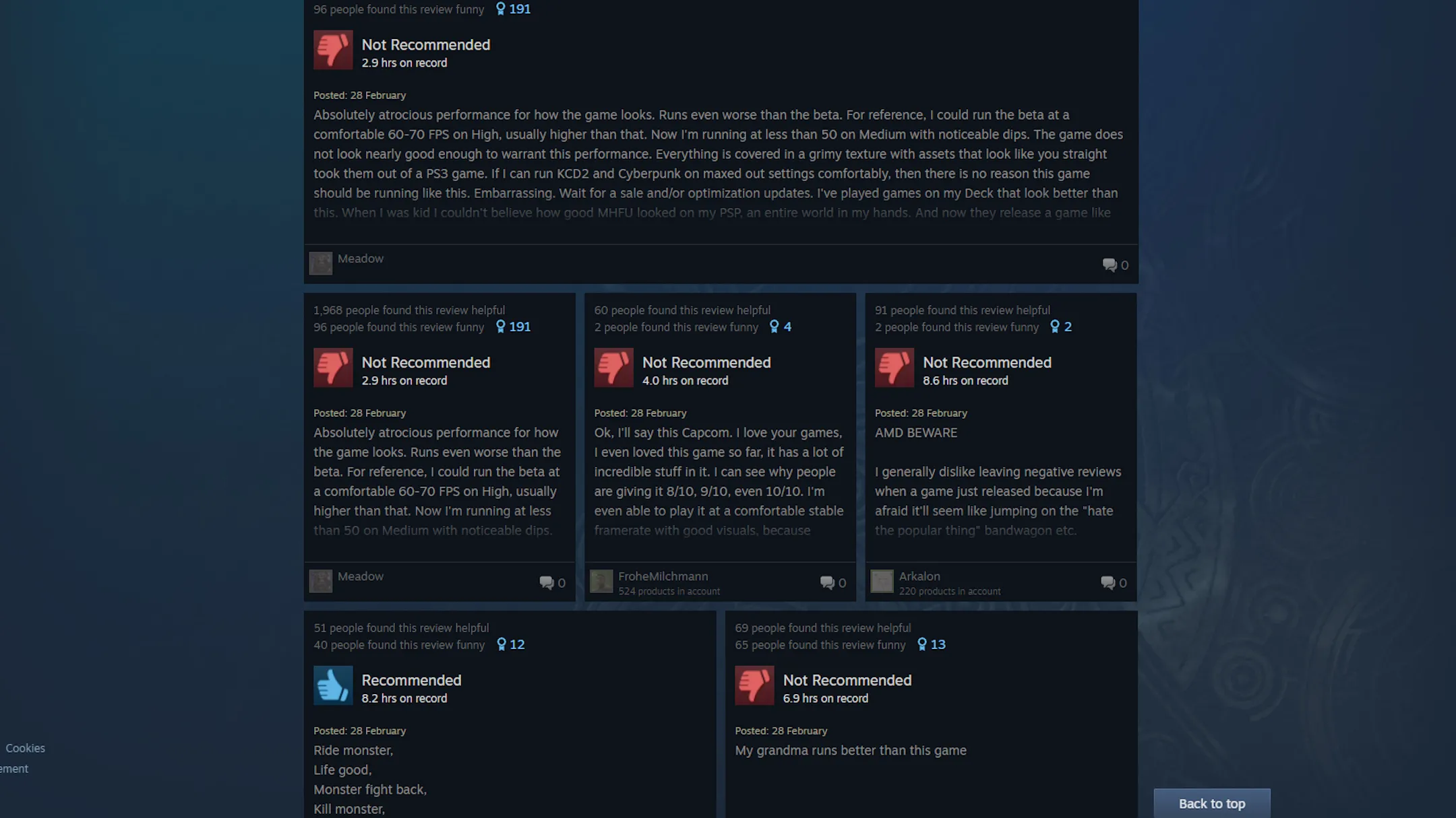 Đánh giá người chơi Monster Hunter Wilds trên Steam hiển thị tỷ lệ "Mixed"