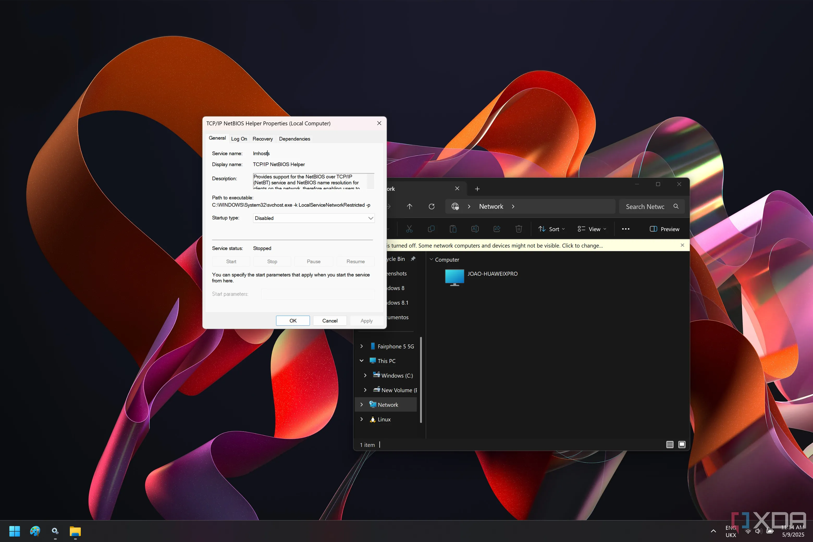 Dịch vụ TCP/IP NetBIOS Helper đã bị tắt trên Windows 11 và trang Mạng trong File Explorer