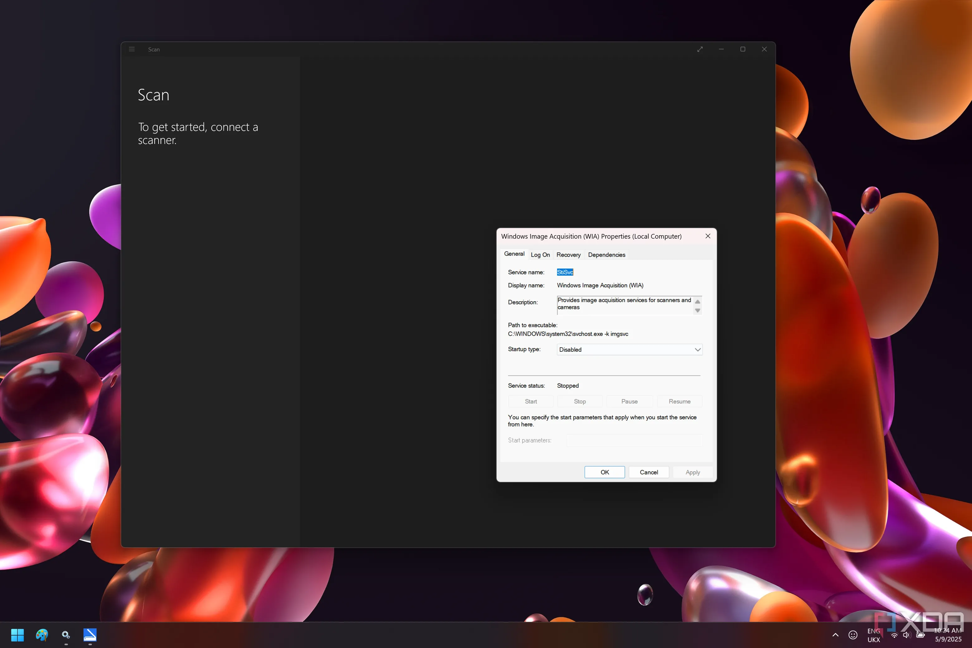 Dịch vụ Windows Image Acquisition đã bị vô hiệu hóa trên Windows 11 bên cạnh ứng dụng Windows Scan