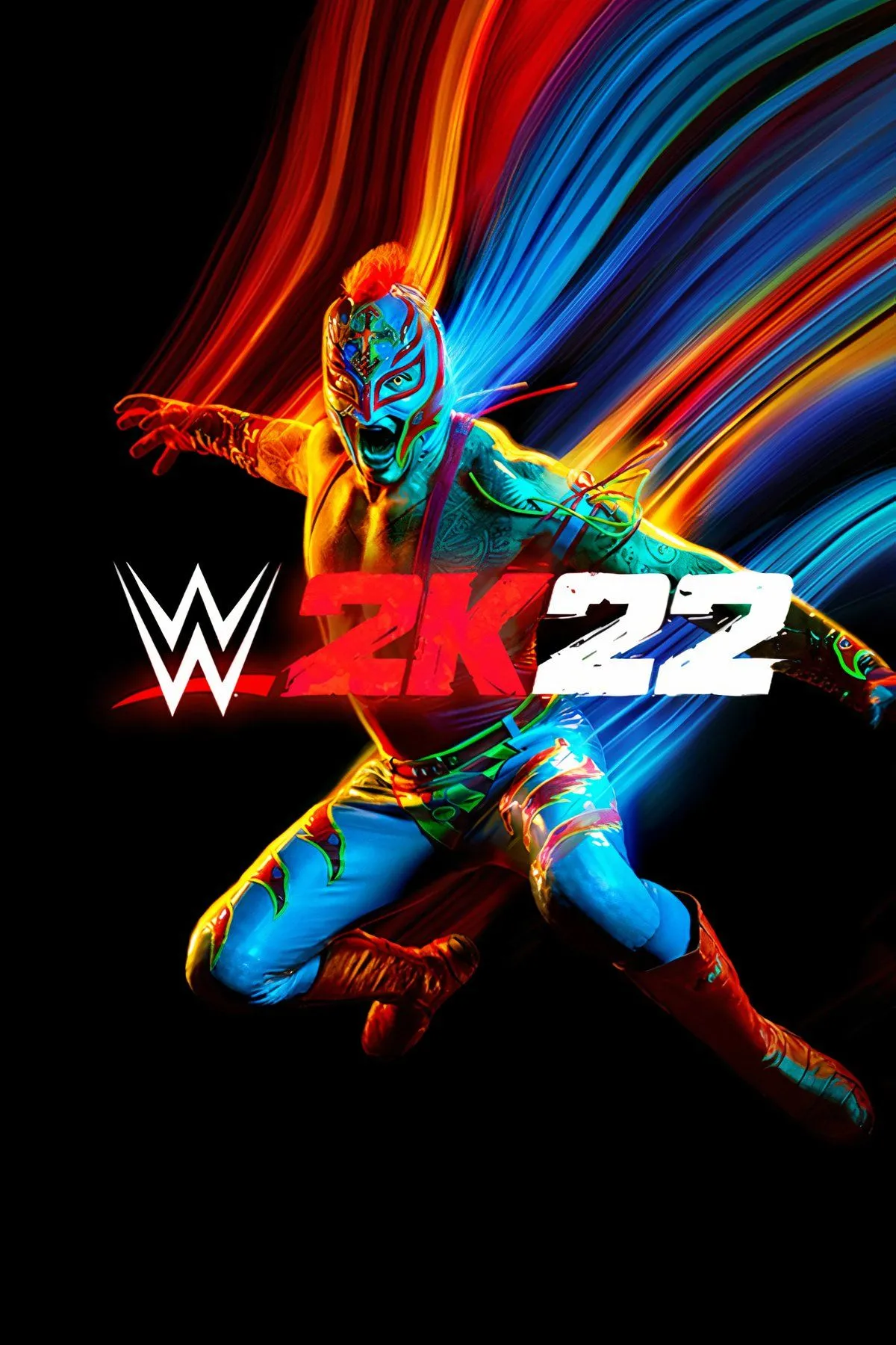 Đô vật Rey Mysterio đang thực hiện động tác đặc trưng trong WWE 2K22
