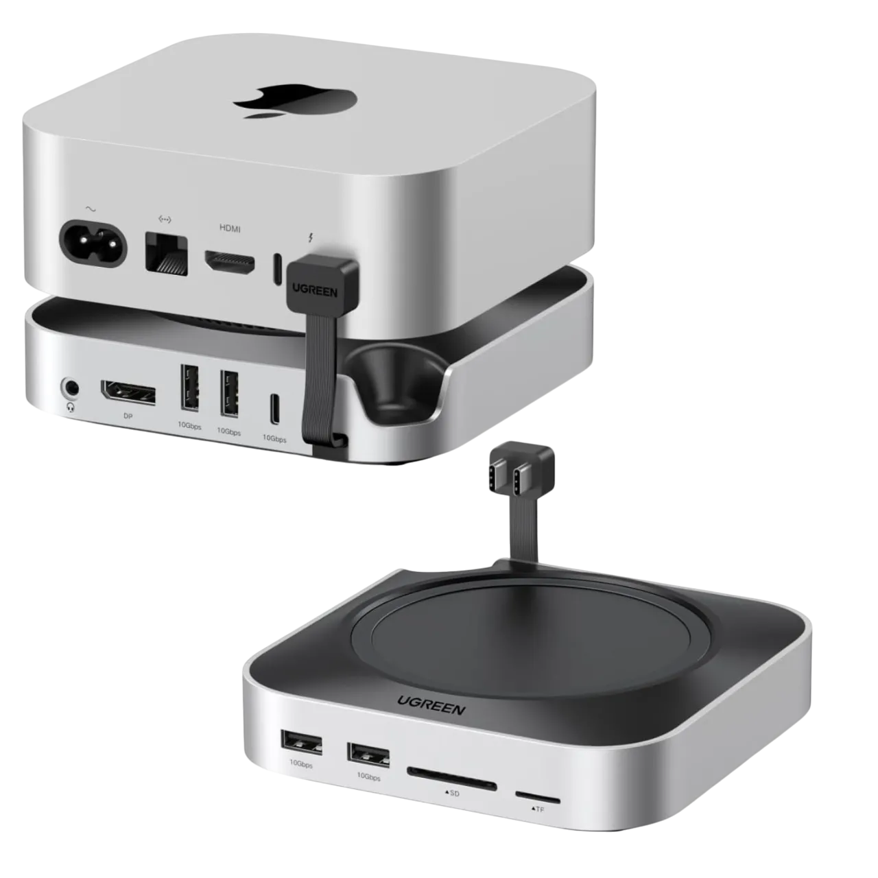 Dock Ugreen Mac Mini M4 thiết kế nhỏ gọn, tinh tế với logo Ugreen nổi bật