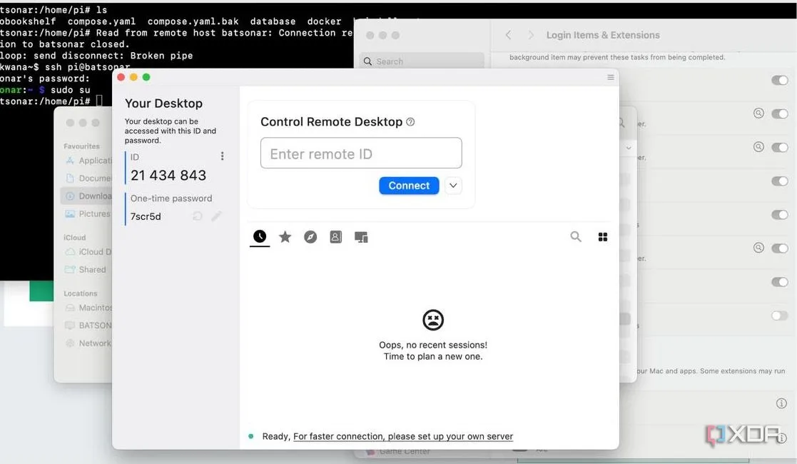 Giao diện cài đặt máy chủ RustDesk Relay với các tùy chọn cấu hình truy cập và đăng nhập.