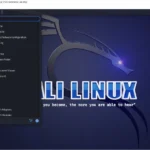 Giao diện desktop của bản phân phối Kali Linux chạy trong máy ảo VMware, minh họa việc thử nghiệm các distro Linux bằng Docker.