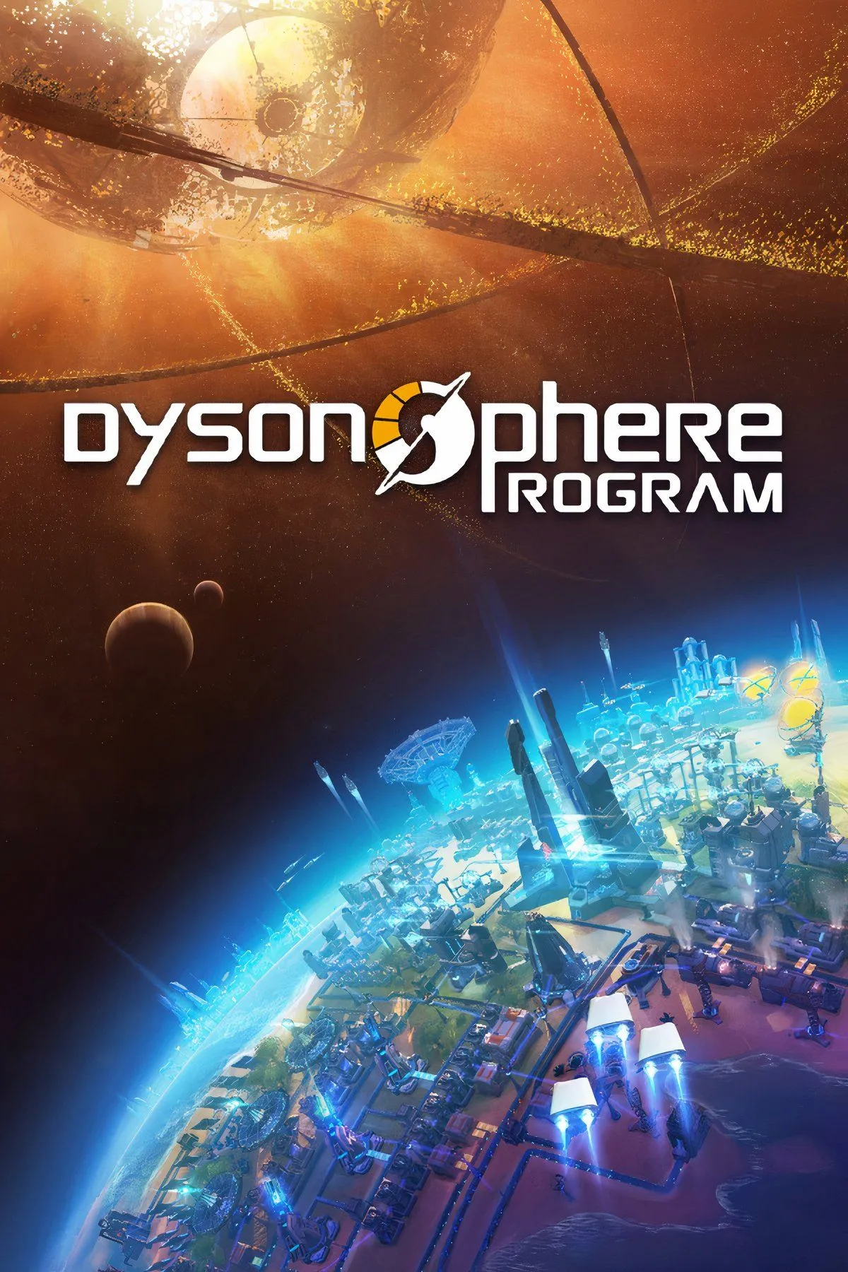 Giao diện game Dyson Sphere Program với một nhà máy lớn đang xây dựng quả cầu Dyson giữa không gian