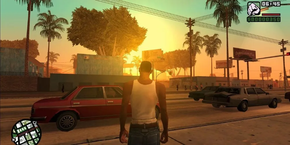 Giao diện game Grand Theft Auto San Andreas đang chạy trên hệ máy PS2