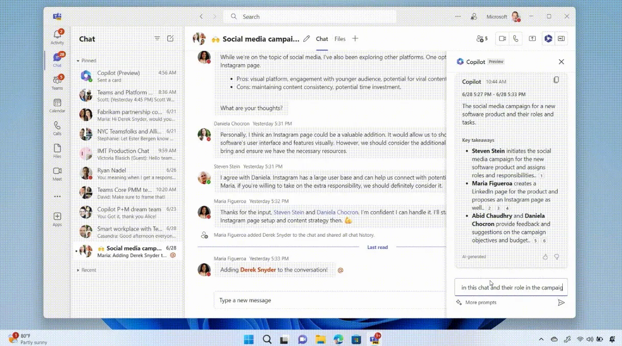 Giao diện người dùng Microsoft Teams minh họa tính năng tìm kiếm với khả năng lọc nâng cao