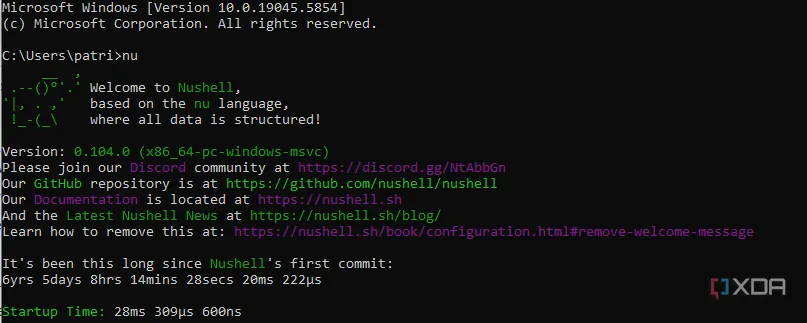 Giao diện Nushell đồng nhất và đẹp mắt trên các nền tảng Windows, macOS và Linux.