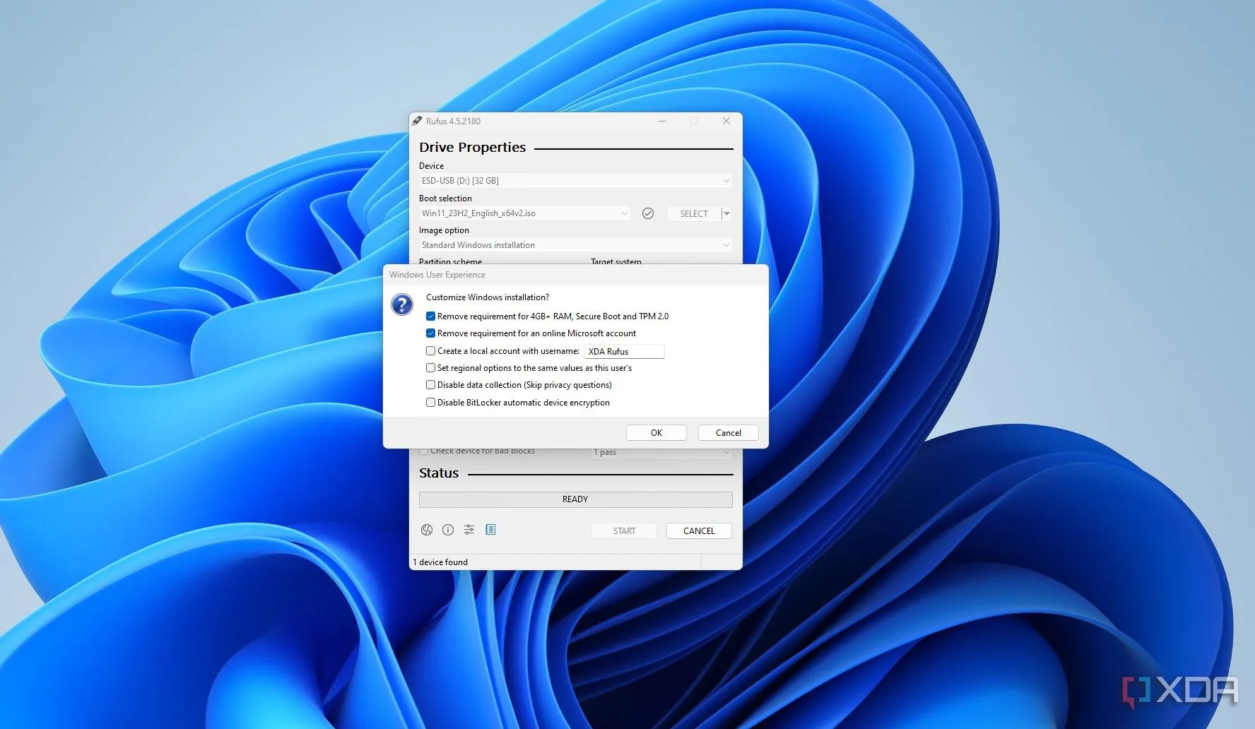 Giao diện Rufus minh họa quá trình tạo USB bootable Windows