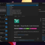 Giao diện sử dụng tiện ích File Utils trong Visual Studio Code để quản lý tệp tin hiệu quả