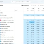 Giao diện Task Manager hiển thị danh sách các ứng dụng và tiến trình đang chạy trên Windows, giúp người dùng kiểm soát tài nguyên hệ thống và tối ưu hiệu suất chơi game.