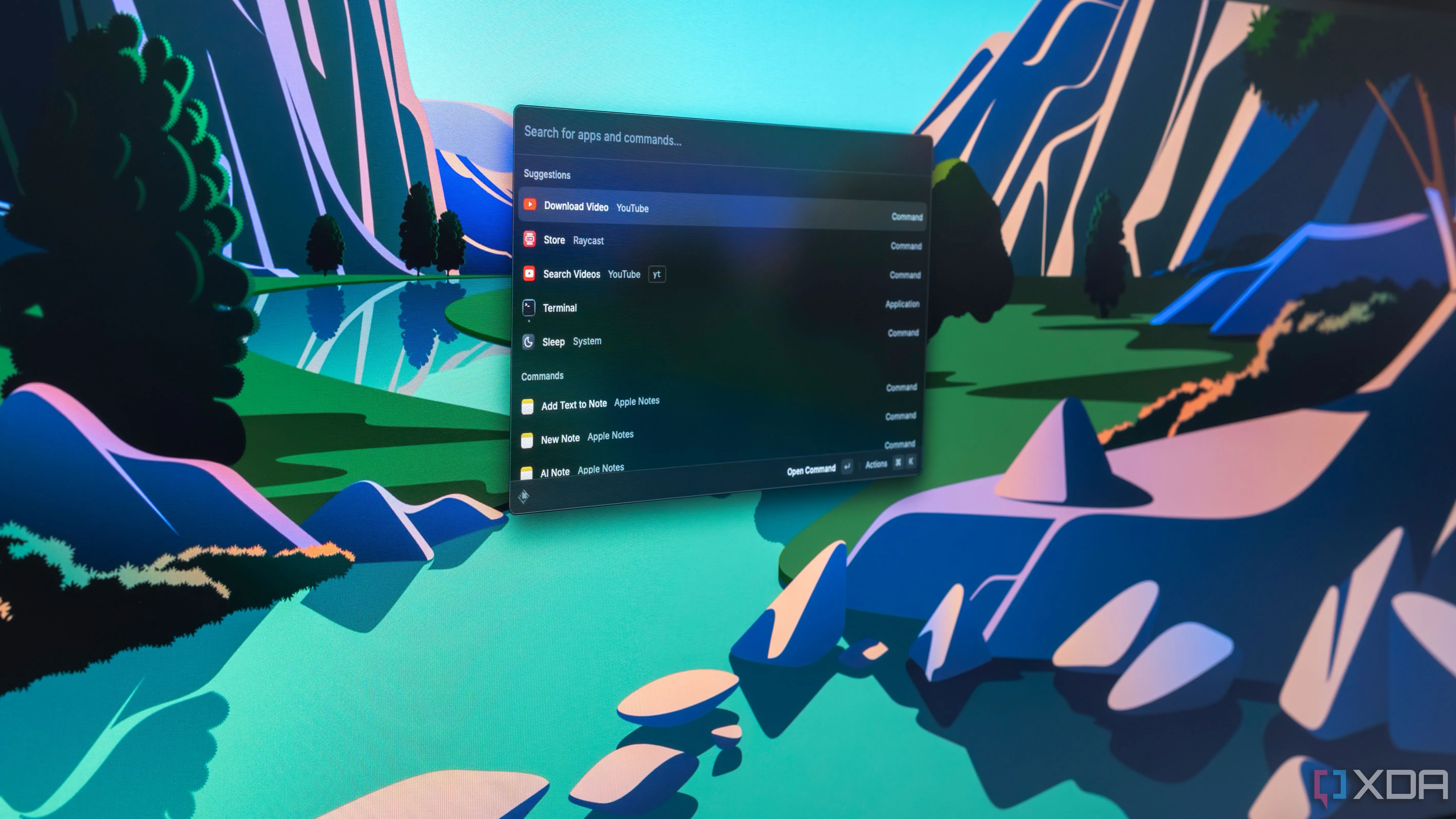 Giao diện thanh tìm kiếm Raycast trên màn hình máy tính macOS, sắp có mặt trên Windows