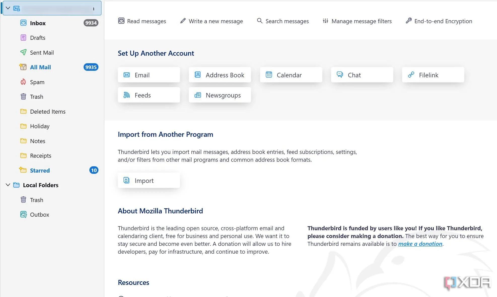 Giao diện thiết lập tài khoản email trên Mozilla Thunderbird, minh họa tính năng hỗ trợ đa nền tảng.