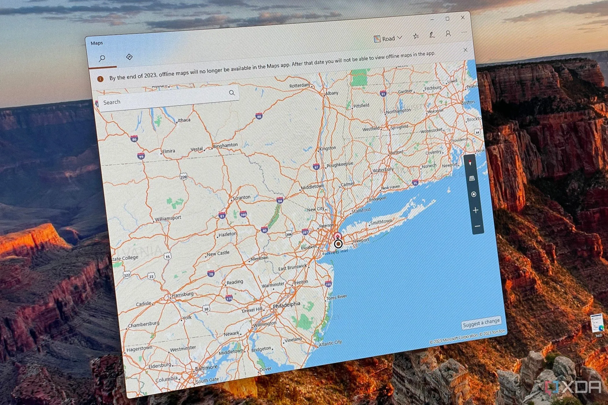 Giao diện ứng dụng Bản đồ (Maps) trên Windows 11 trước khi bị Microsoft ngừng hỗ trợ