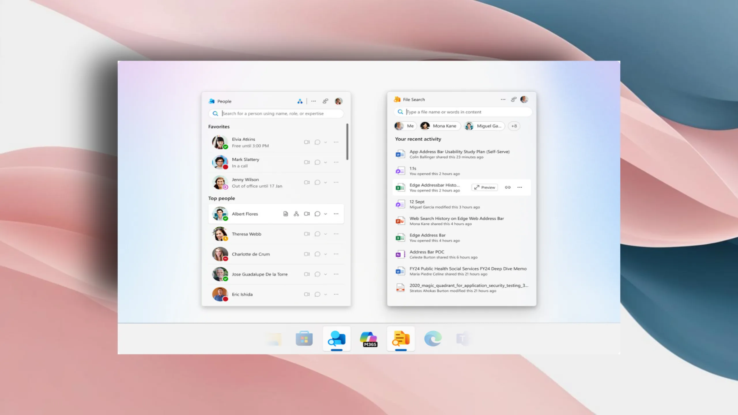 Giao diện ứng dụng People và File Search mới của Microsoft 365 trên Windows 11 giúp tăng năng suất làm việc