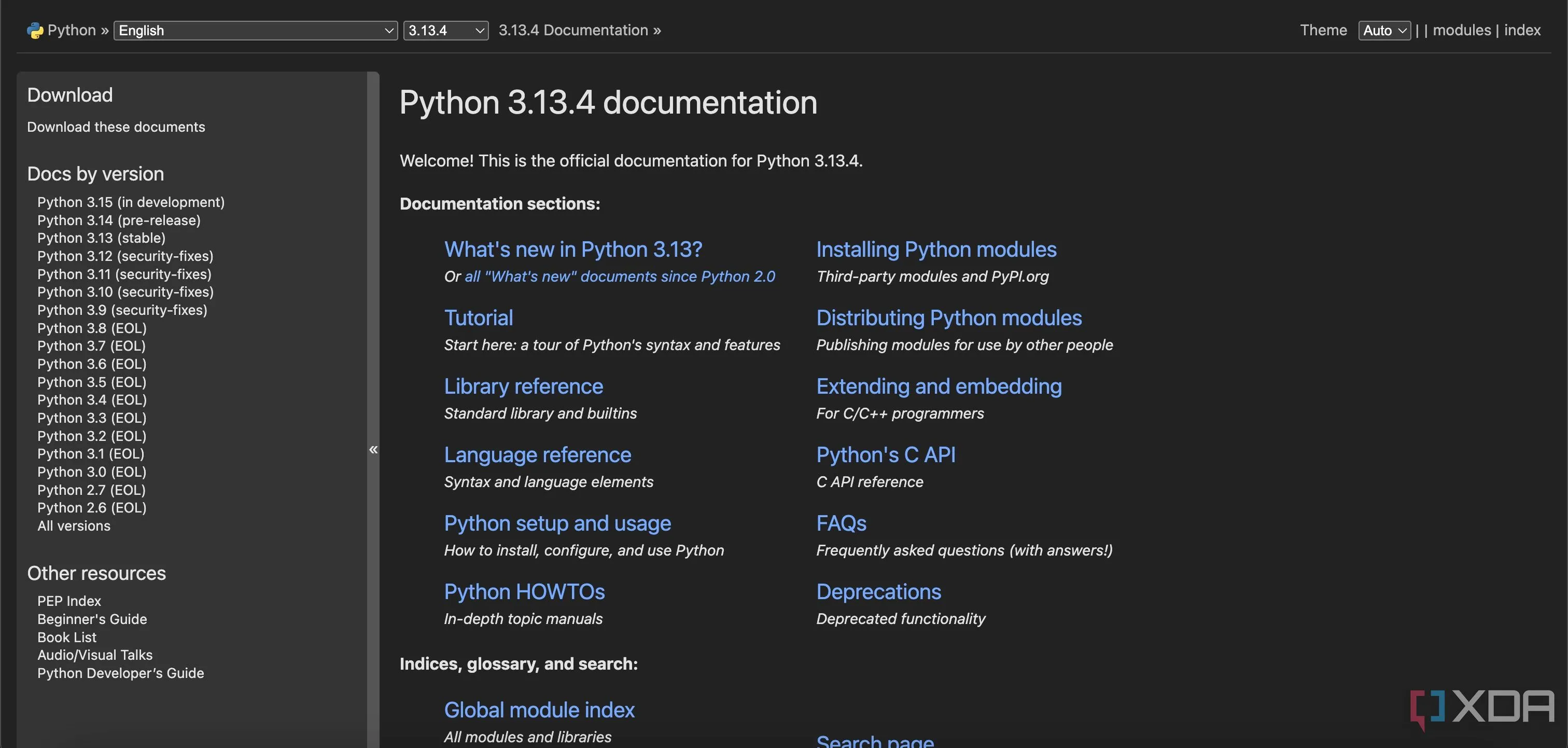 Giao diện xem tài liệu Python ngoại tuyến trên Kiwix Server