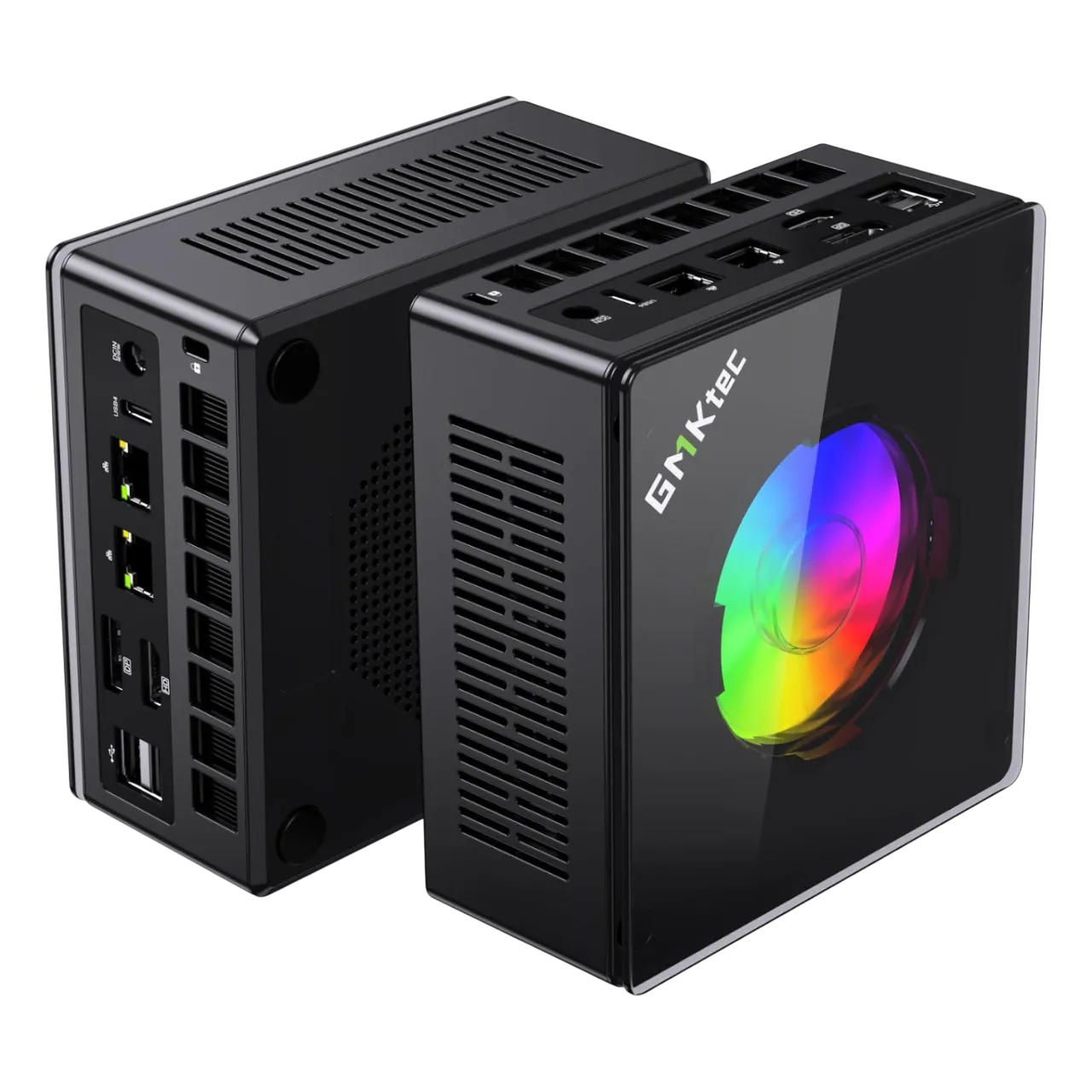 GMKtec K11 Mini PC với thiết kế nhỏ gọn và logo thương hiệu