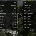 Hai ảnh chụp màn hình game Forpoken so sánh hiệu năng FPS thấp với và không có AFMF qua overlay AMD Adrenalin