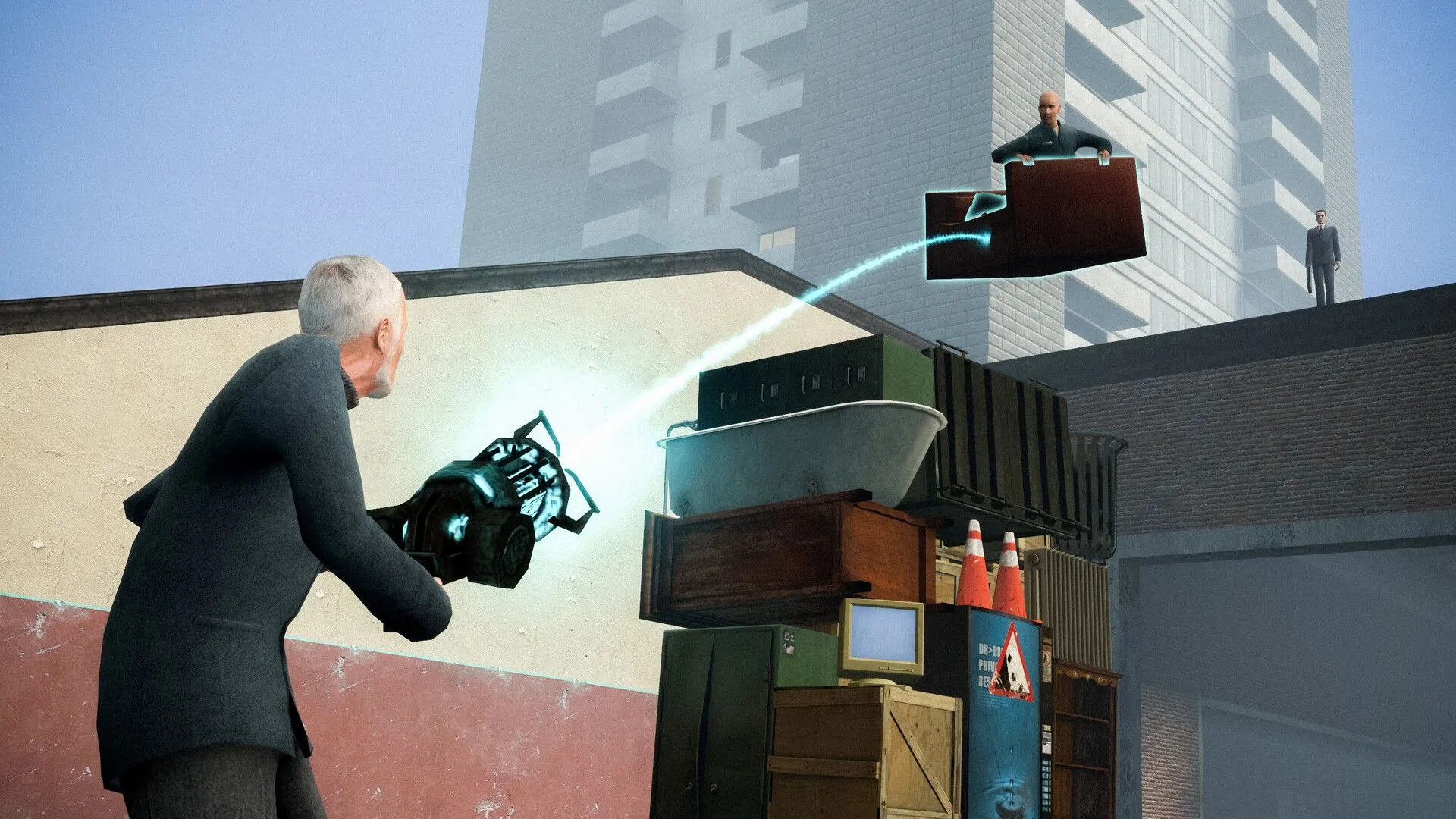 Hai người chơi tương tác trong Garry's Mod, minh họa lối chơi sandbox tập trung vào vật lý và sự sáng tạo.