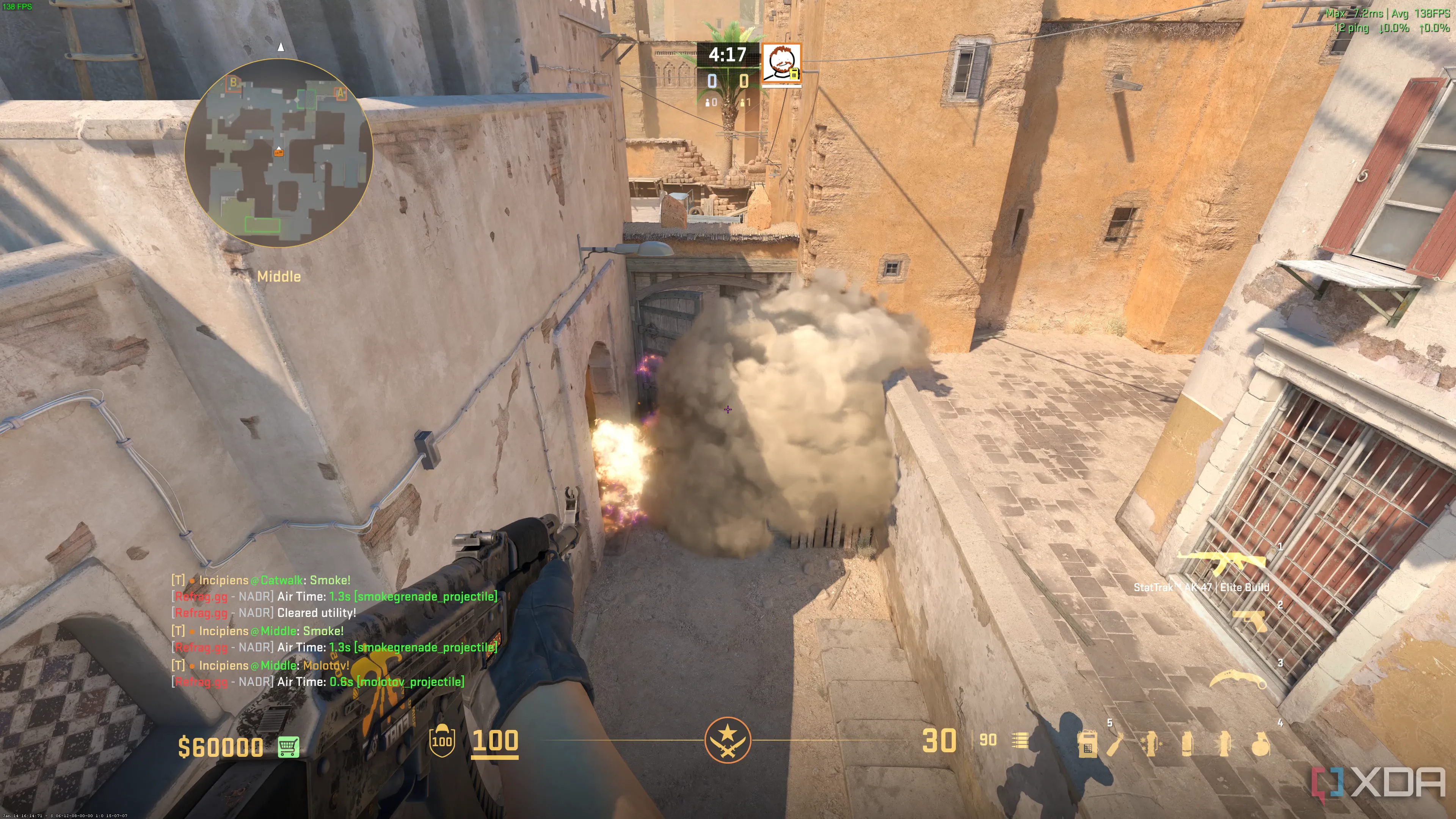 Hiệu ứng bom khói (Smoke Grenade) trong Counter-Strike 2, vật phẩm chiến thuật quan trọng để kiểm soát tầm nhìn