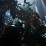 Hình ảnh cỗ máy Atlan khổng lồ từ Doom: The Dark Ages, minh họa đồ họa game chất lượng cao ra mắt trên Xbox Game Pass và các nền tảng khác.